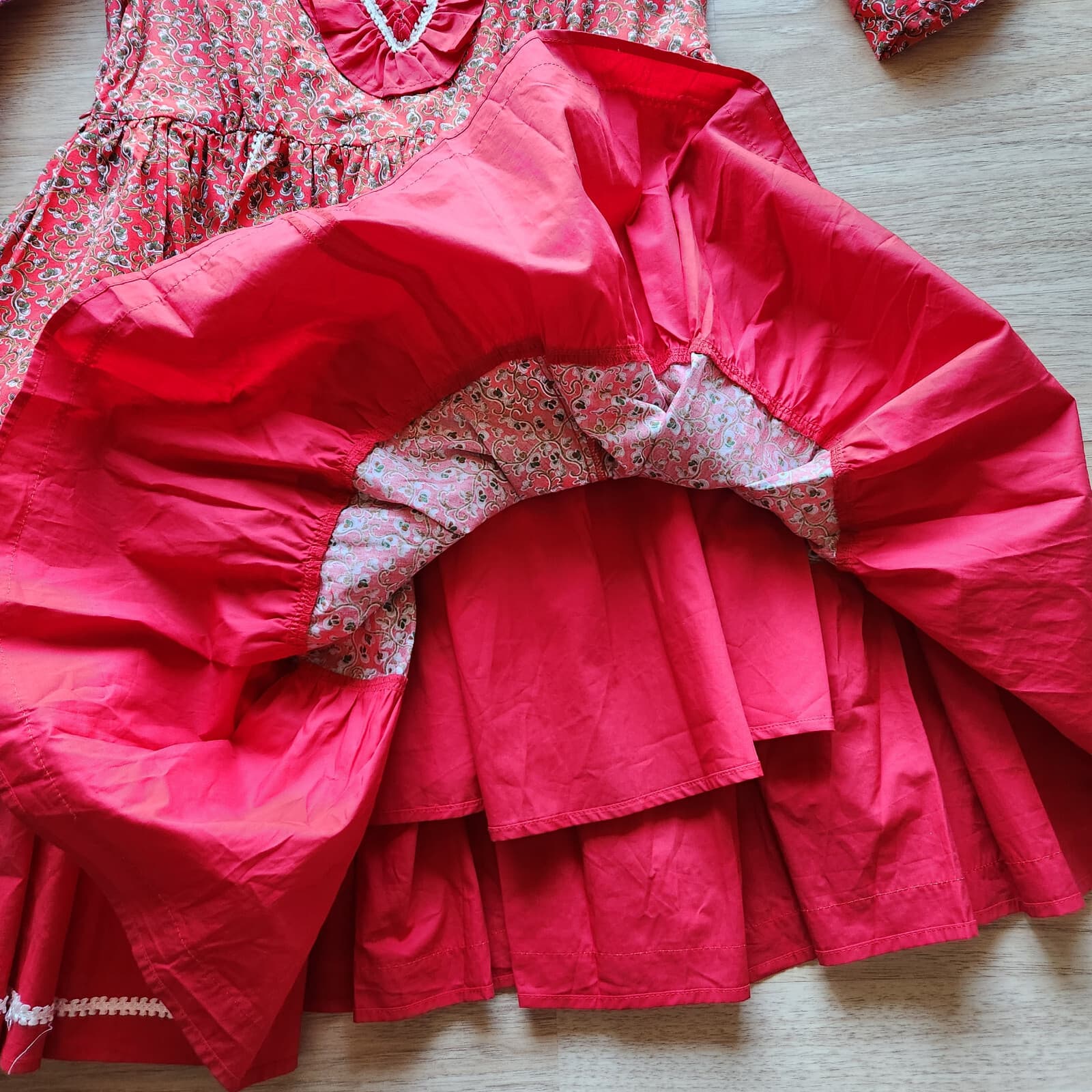 NWT Von Lancelot Floral Ruffle Cosplay Festival Costume Dance Dress Red Bust 40" - Thumbnail 6