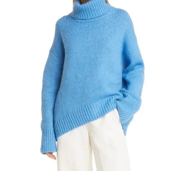 Samsoe Samsoe Mollie Wool Alpaca Turtleneck Sweater Lichen Blue Women's S/M $296 - Thumbnail 6