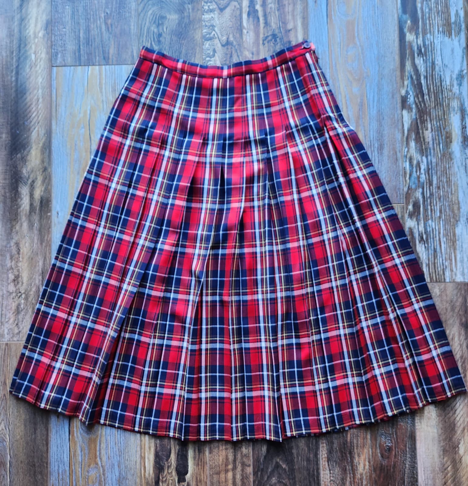 Vintage Pendleton Sophisticates USA Made Plaid Pleat Midi A-Line Skirt Rayon 12 - Thumbnail 3