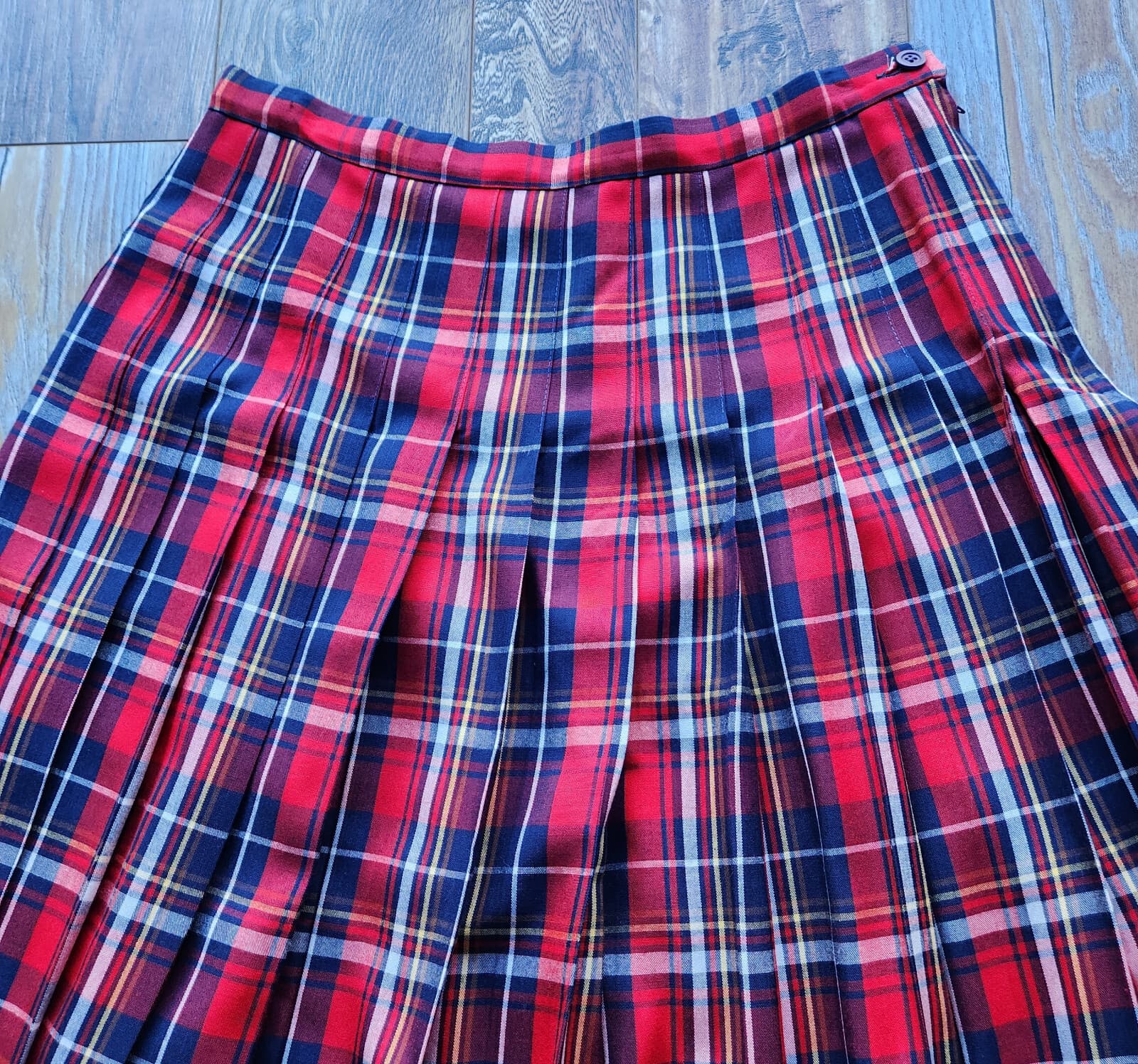 Vintage Pendleton Sophisticates USA Made Plaid Pleat Midi A-Line Skirt Rayon 12 - Thumbnail 4