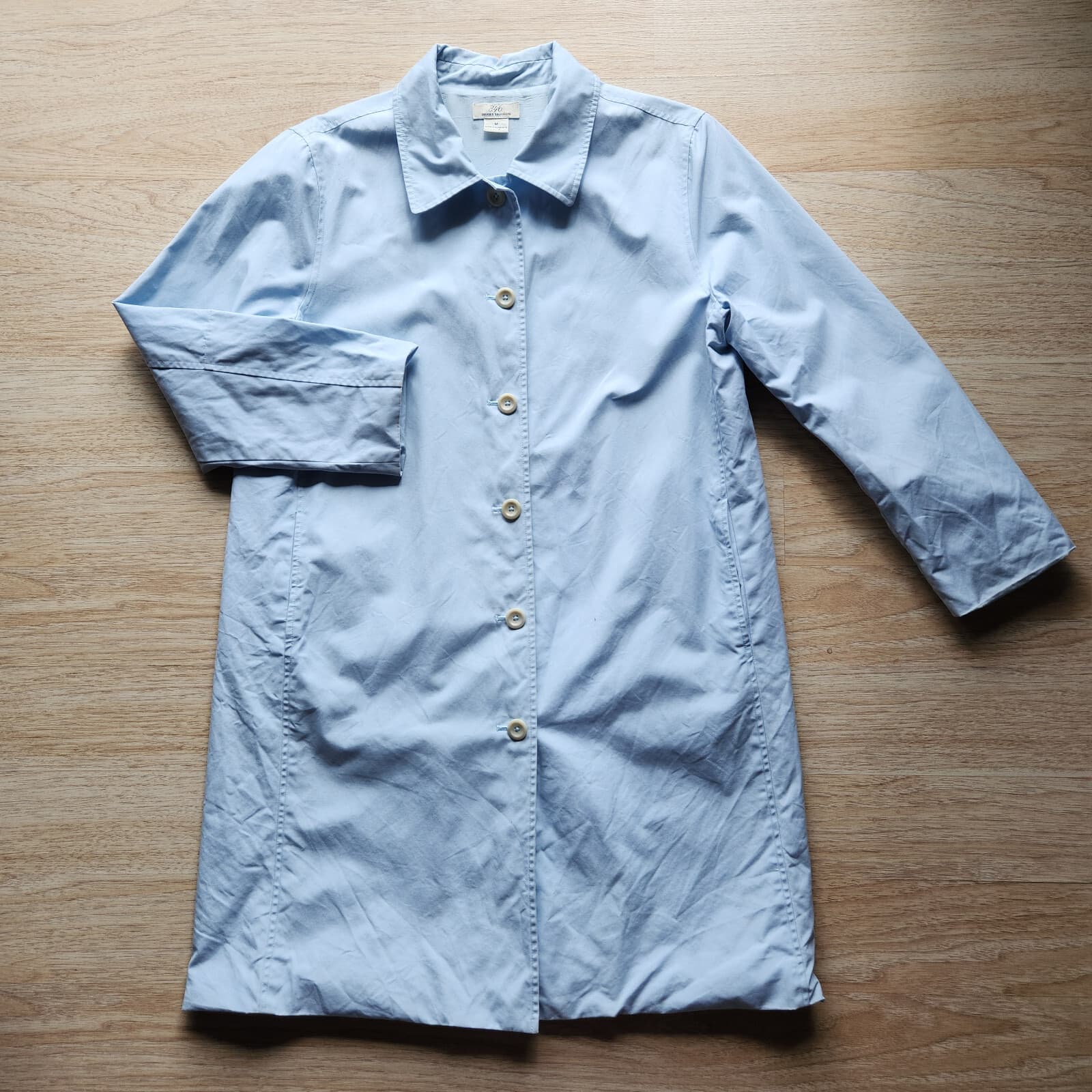 Vintage Brooks Brothers 346 Lite Weather Trench Coat Button Cotton Blue Sz.M - Thumbnail 3