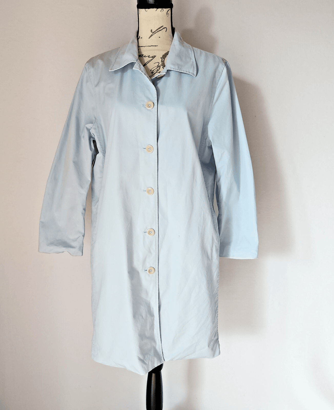 Vintage Brooks Brothers 346 Lite Weather Trench Coat Button Cotton Blue Sz.M - Thumbnail 2