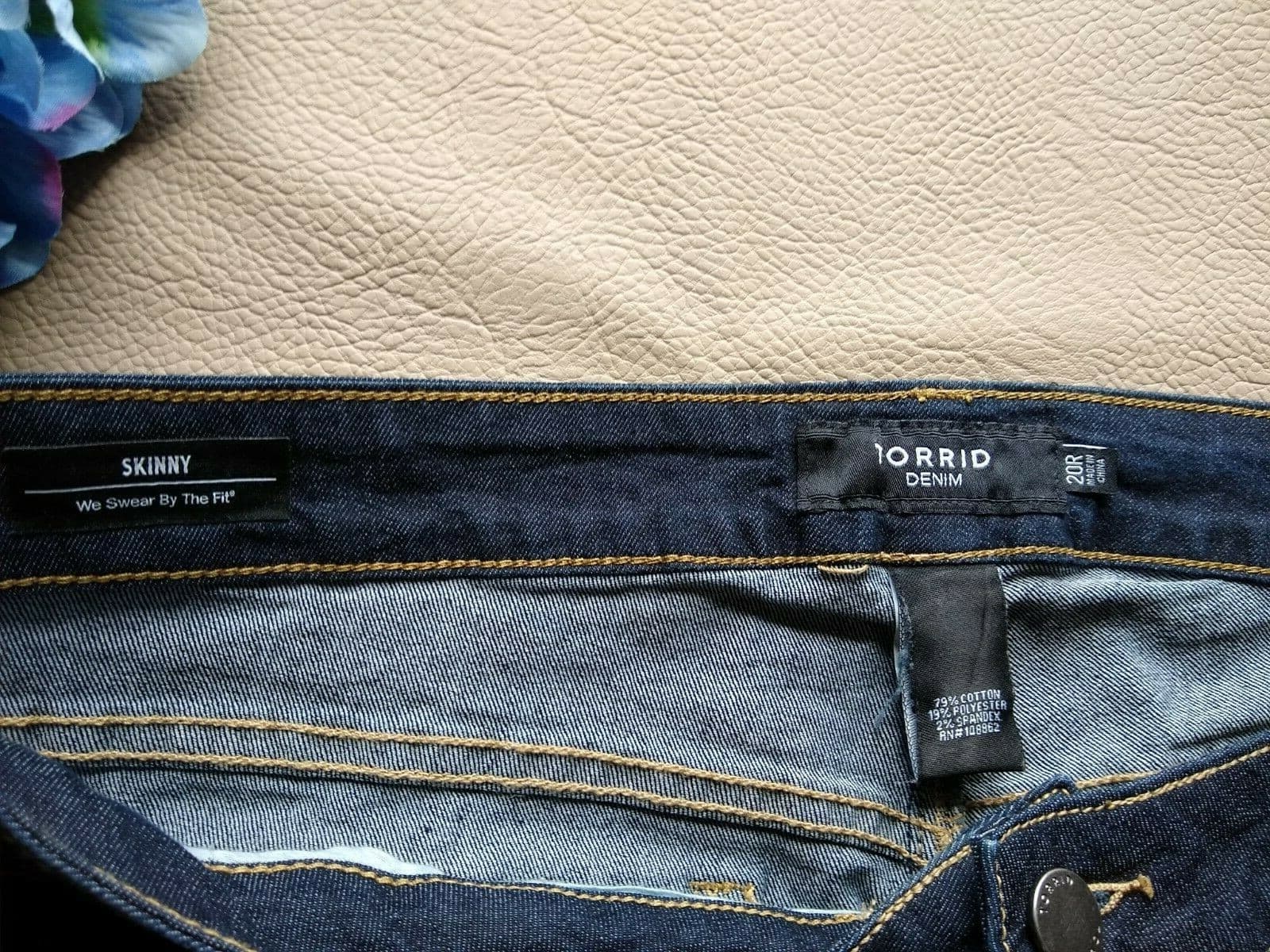 TORRID DENIM Skinny Cotton Blend Dark Wash Blue Jeans Stretch Zip Pocket Sz.20R - Thumbnail 8