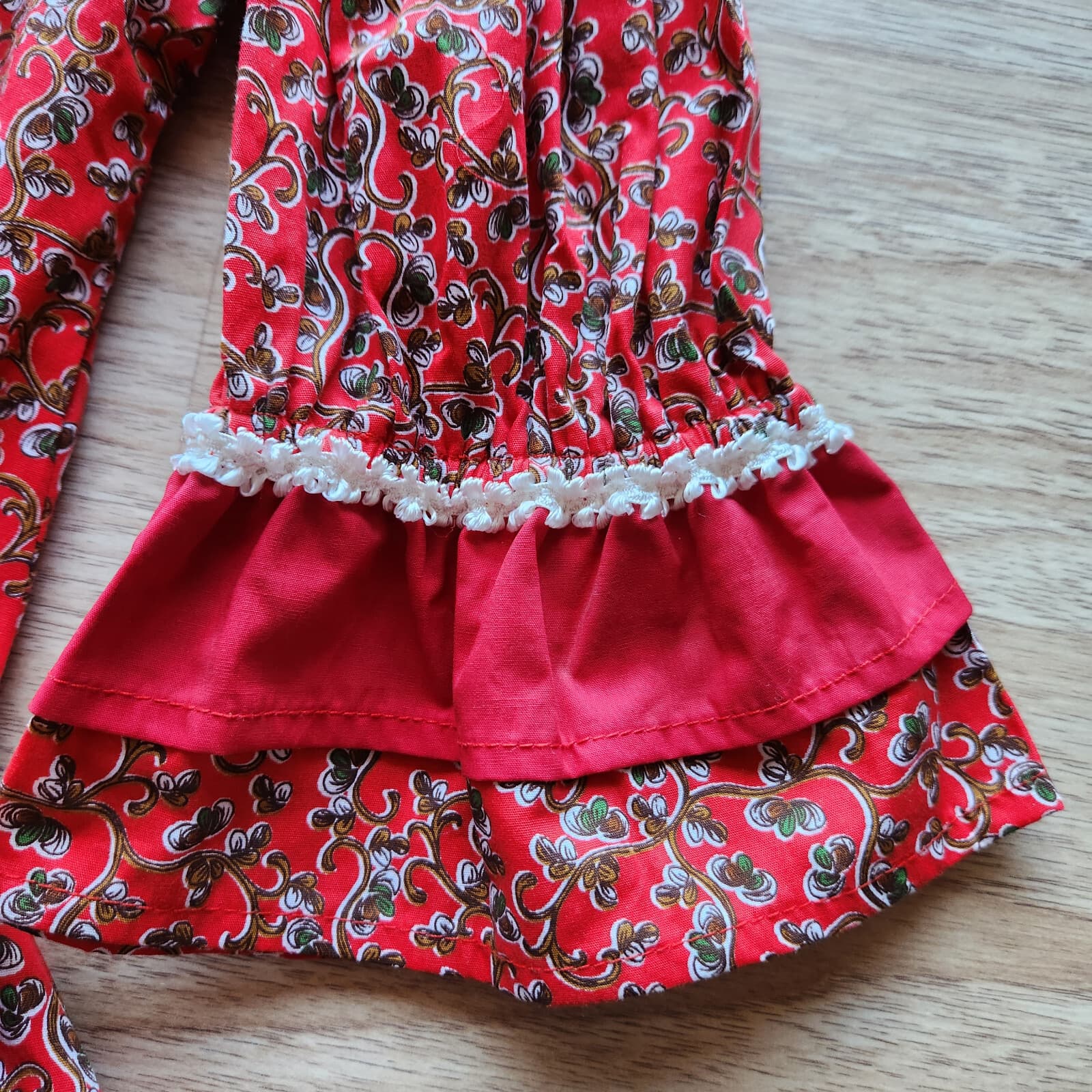 NWT Von Lancelot Floral Ruffle Cosplay Festival Costume Dance Dress Red Bust 40" - Thumbnail 7