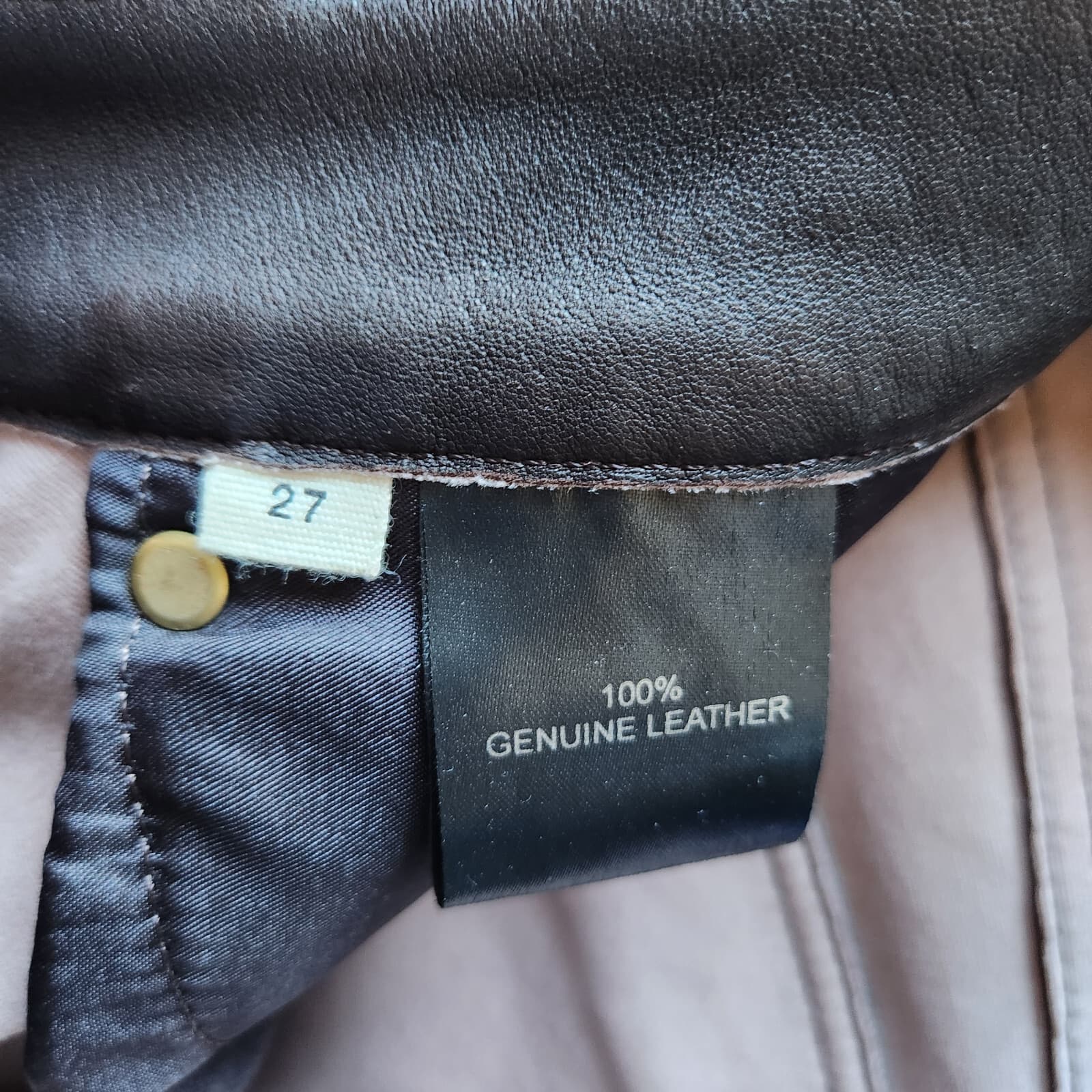 Simon Miller 100% Genuine Leather Bootcut Pants Zip Pocket Dark Brown Women's 27 - Thumbnail 8