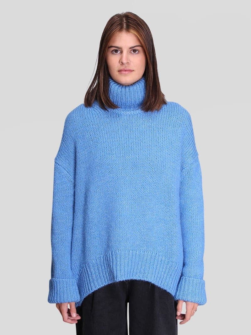Samsoe Samsoe Mollie Wool Alpaca Turtleneck Sweater Lichen Blue Women's S/M $296 - Thumbnail 4