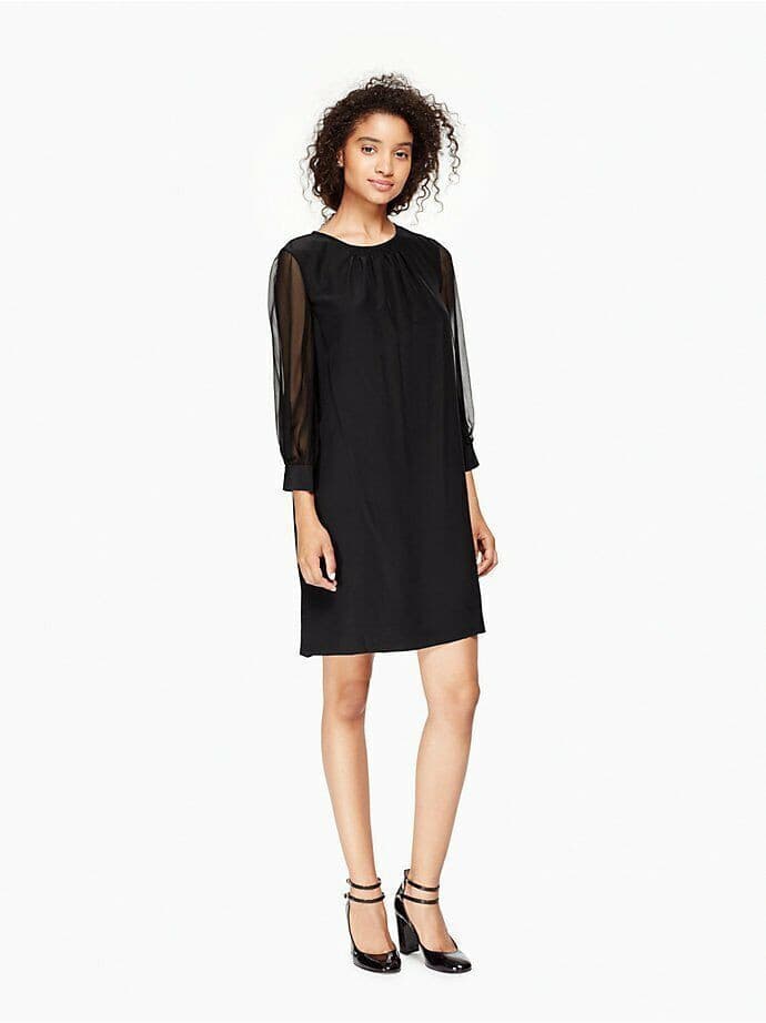 KATE SPADE NEW YORK Black 100% Silk Sheer 3/4 Sleeve Tunic Shift Dress Womens 10 - Thumbnail 3