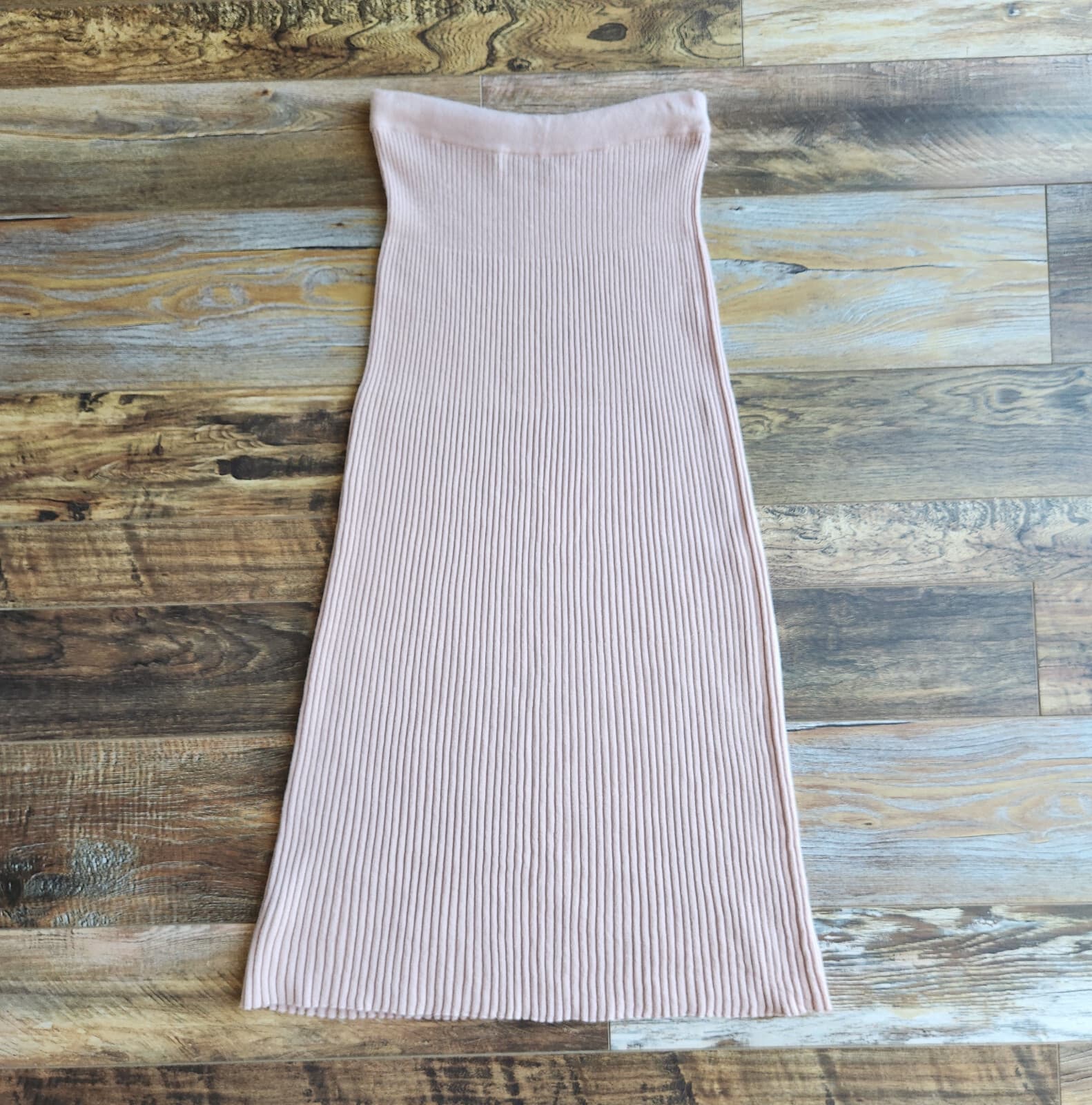 360 Cashmere Katelyn Ribbed Knit Maxi Skirt Pull-On Wool Cashmere Nude Pink Sz.L - Thumbnail 5