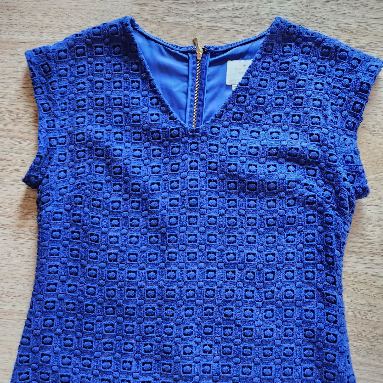 KATE SPADE NEW YORK Guipure Lace A-Line Mini Dress Cap-Sleeve Blue Women's 10 - Thumbnail 9