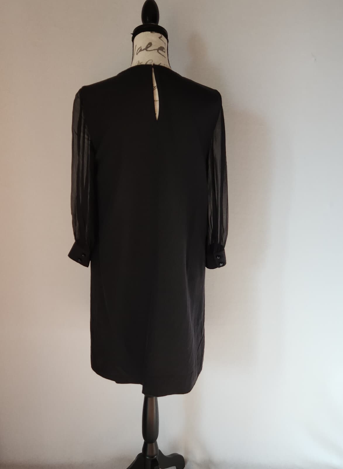 KATE SPADE NEW YORK Black 100% Silk Sheer 3/4 Sleeve Tunic Shift Dress Womens 10 - Thumbnail 8