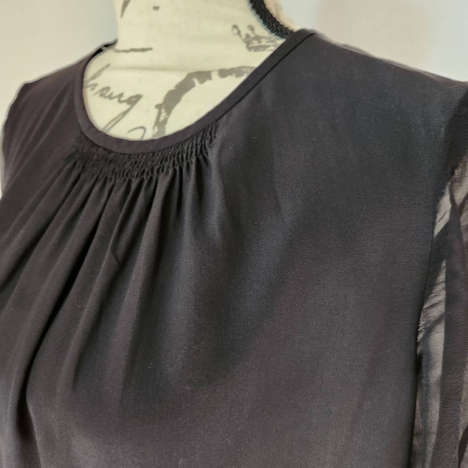 KATE SPADE NEW YORK Black 100% Silk Sheer 3/4 Sleeve Tunic Shift Dress Womens 10 - Thumbnail 7