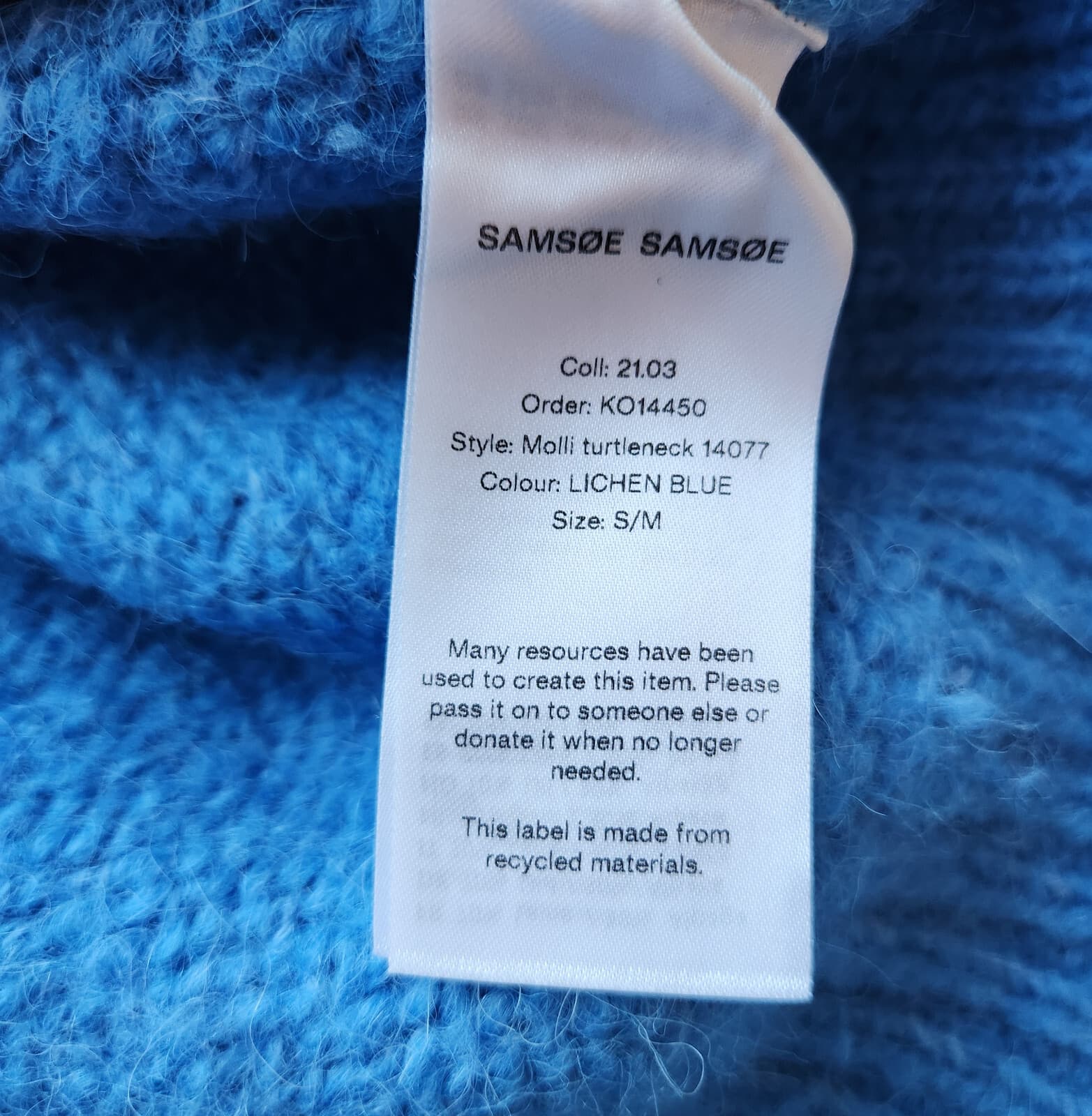 Samsoe Samsoe Mollie Wool Alpaca Turtleneck Sweater Lichen Blue Women's S/M $296 - Thumbnail 13