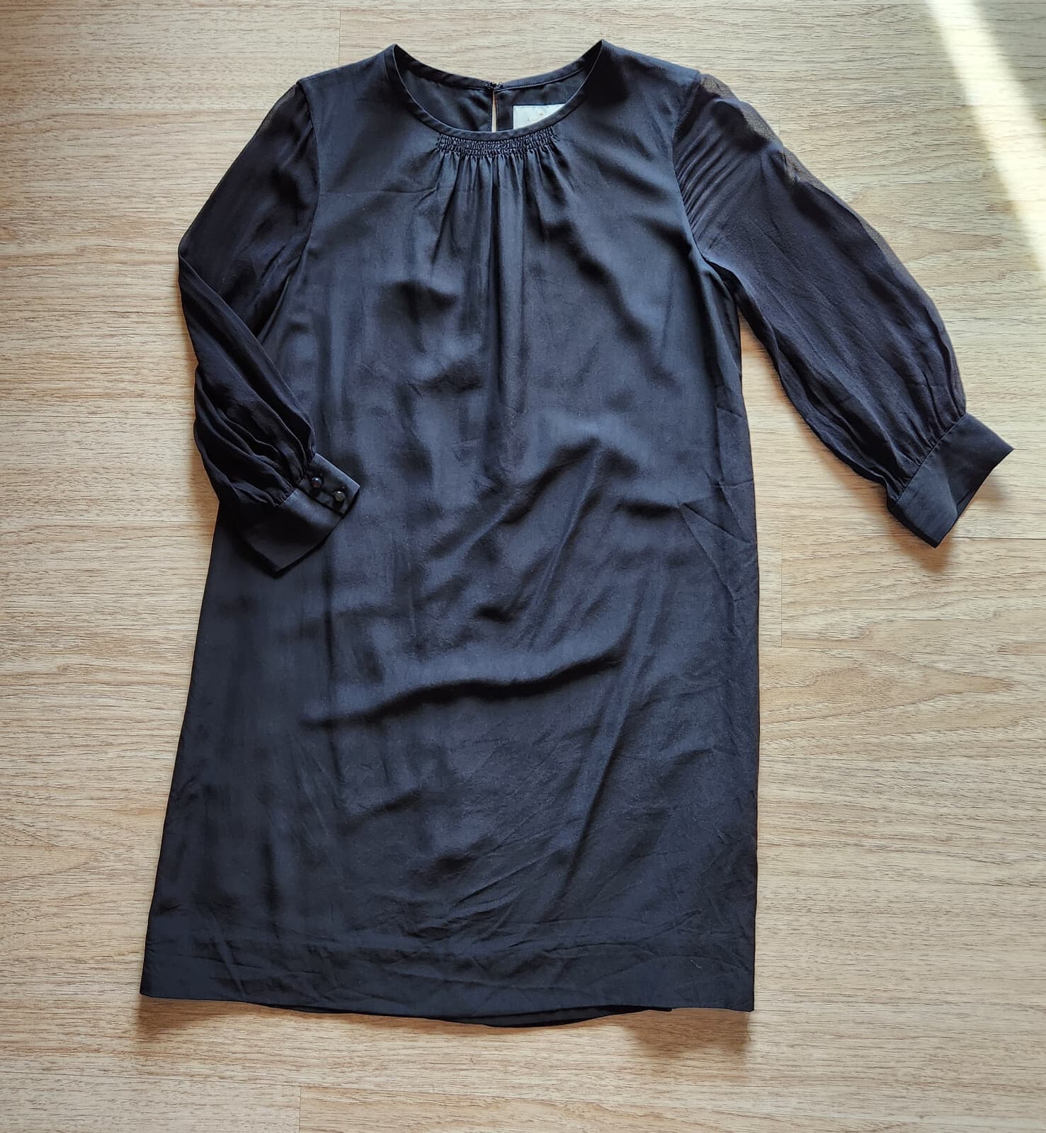 KATE SPADE NEW YORK Black 100% Silk Sheer 3/4 Sleeve Tunic Shift Dress Womens 10 - Thumbnail 9