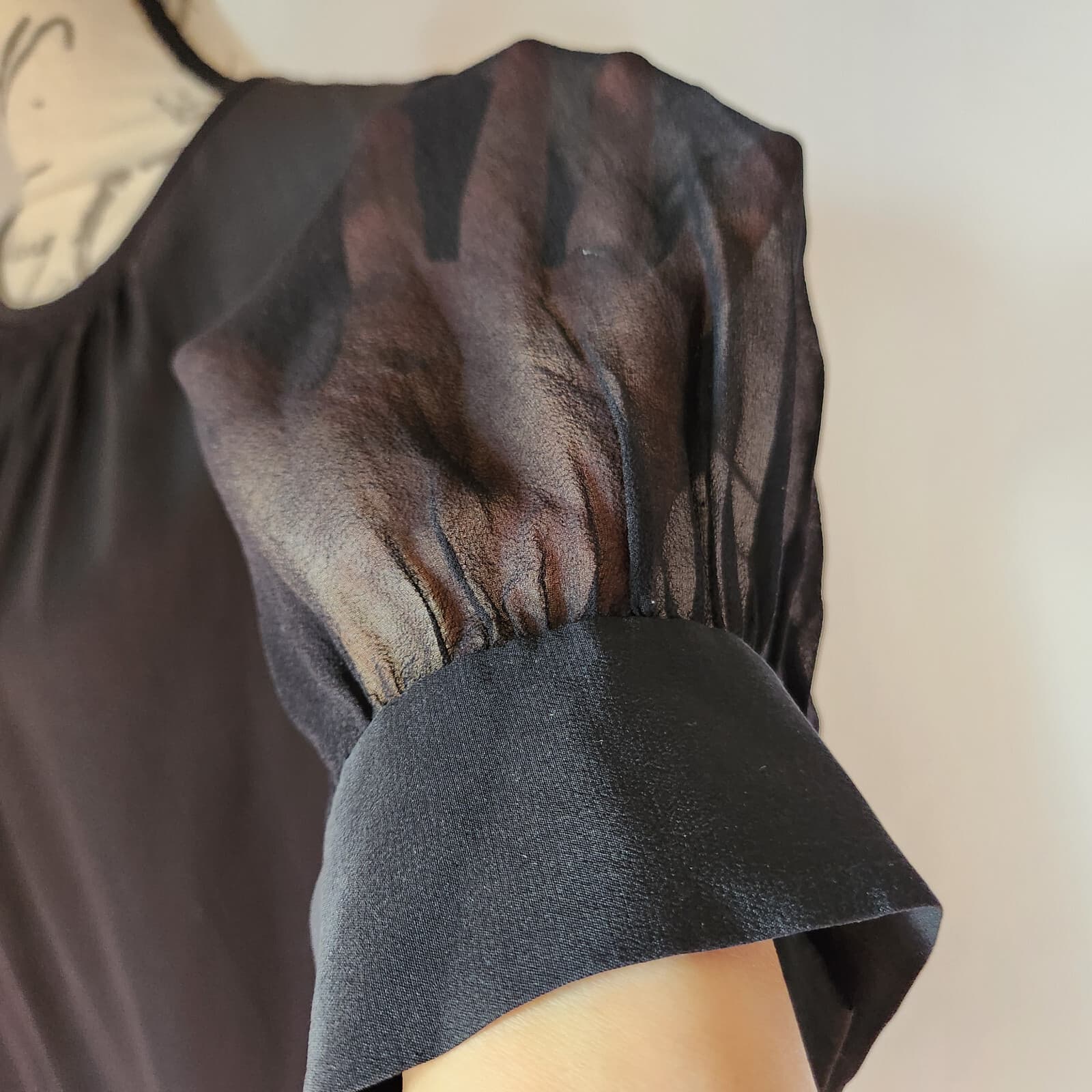 KATE SPADE NEW YORK Black 100% Silk Sheer 3/4 Sleeve Tunic Shift Dress Womens 10 - Thumbnail 6