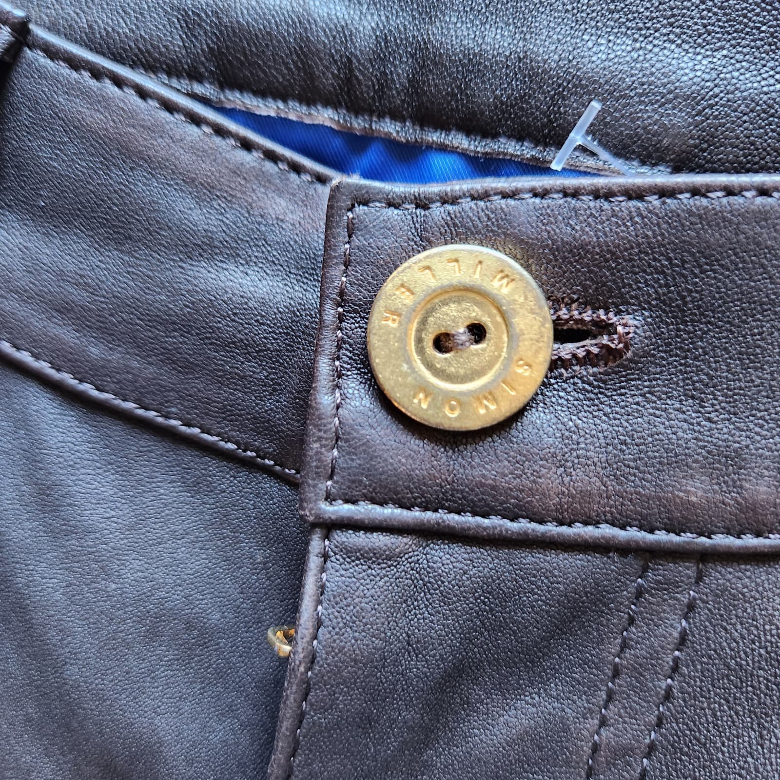 Simon Miller 100% Genuine Leather Bootcut Pants Zip Pocket Dark Brown Women's 27 - Thumbnail 6