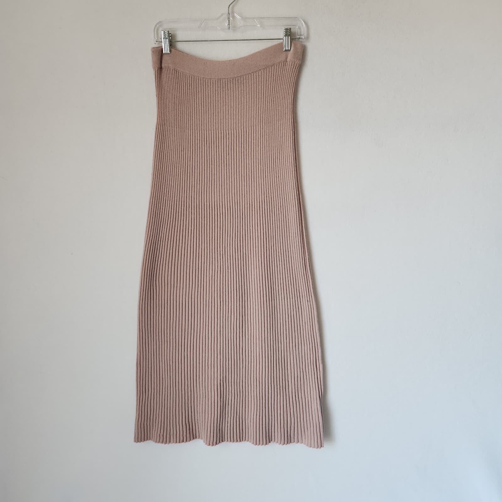 360 Cashmere Katelyn Ribbed Knit Maxi Skirt Pull-On Wool Cashmere Nude Pink Sz.L - Thumbnail 2