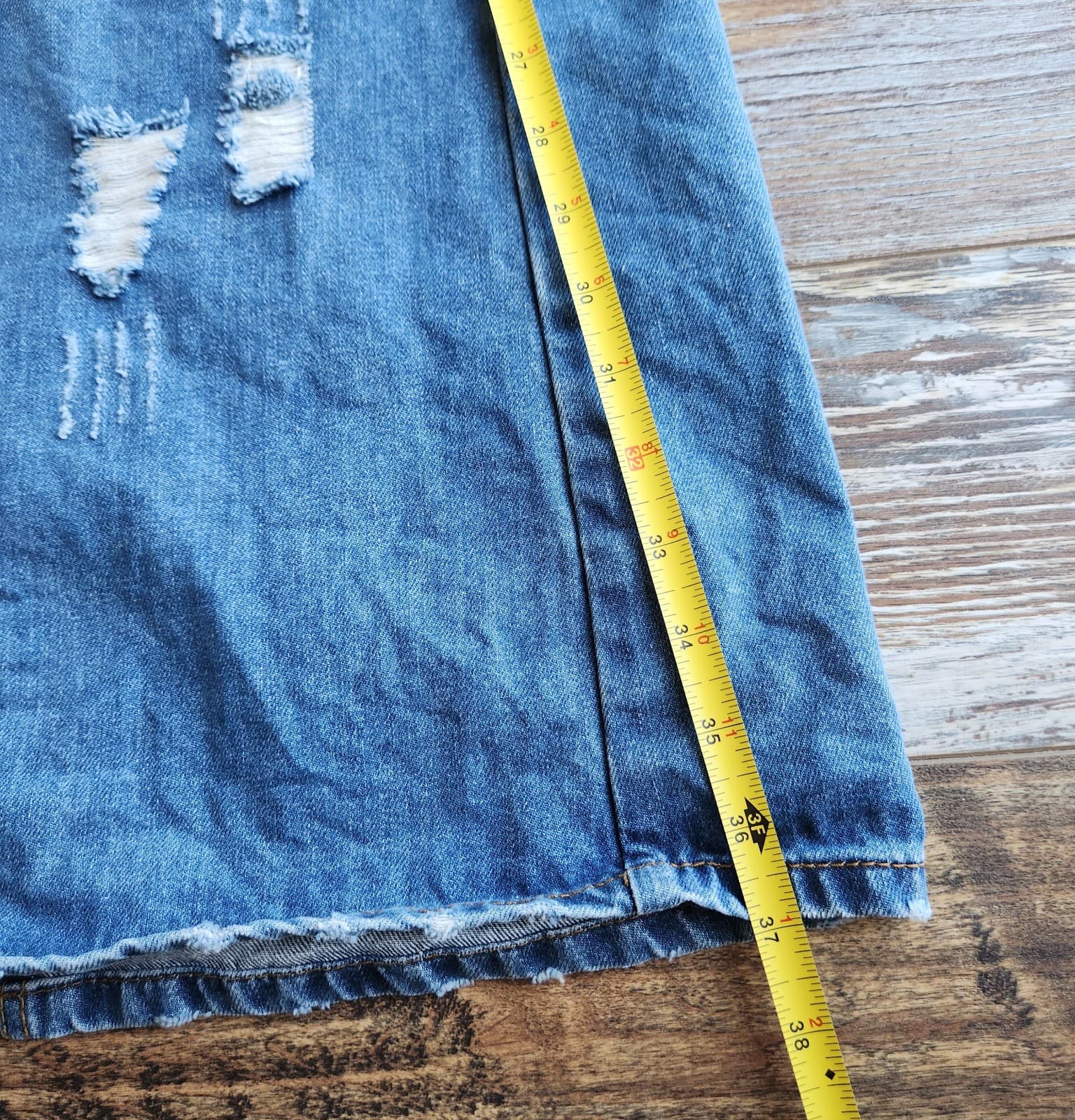 Stetson Denim Country Maxi A-Line Skirt Zip Pocket Distressed Cotton Blue Size 8 - Thumbnail 12