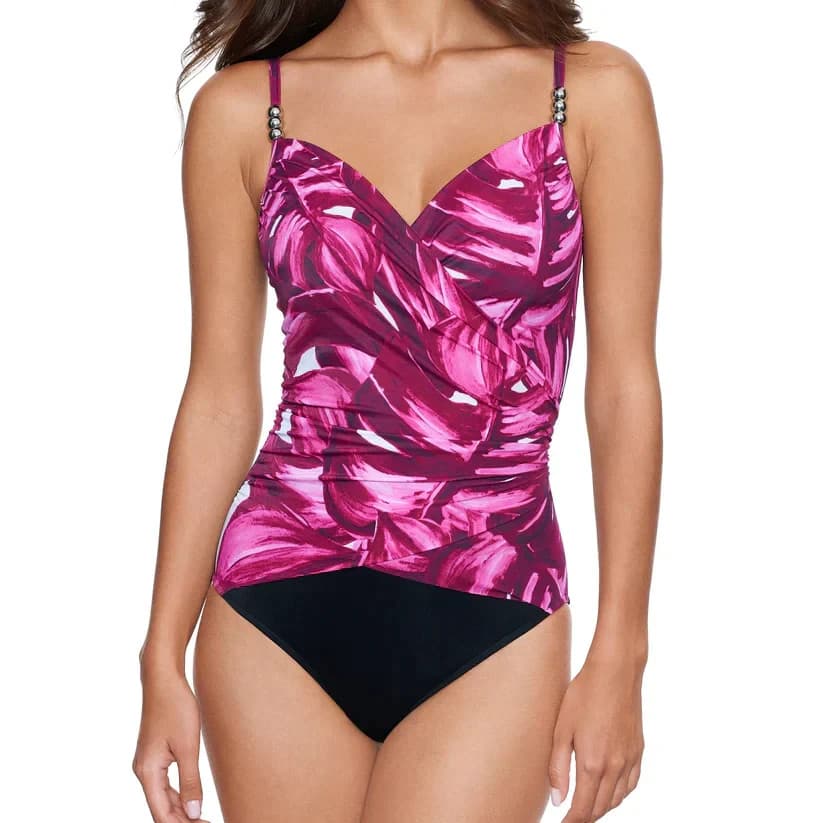 NWT Magicsuit $180 Pink Palmas Louise Underwire One Piece Swimsuit Slimmer Sz.8 - Thumbnail 2