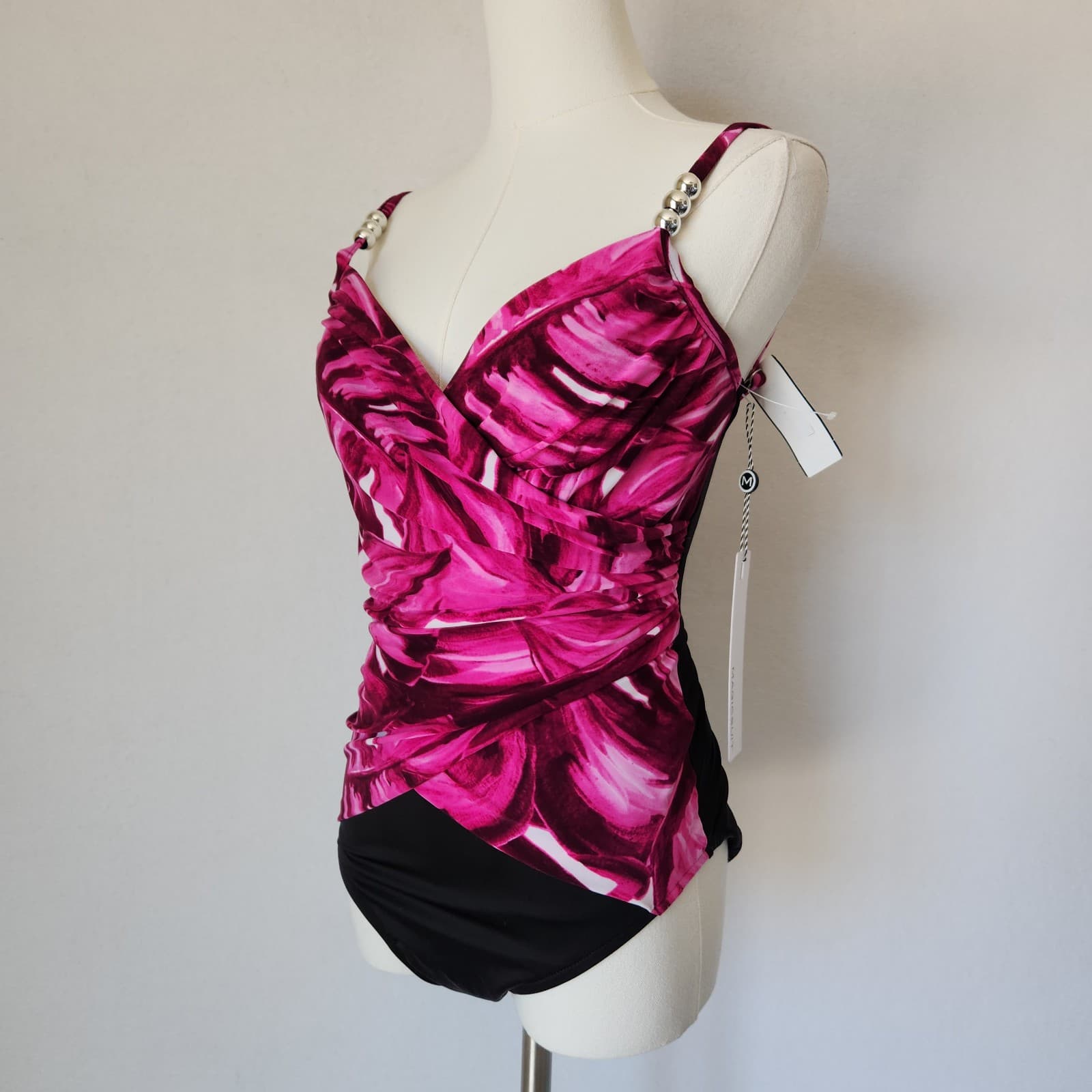 NWT Magicsuit $180 Pink Palmas Louise Underwire One Piece Swimsuit Slimmer Sz.8 - Thumbnail 3