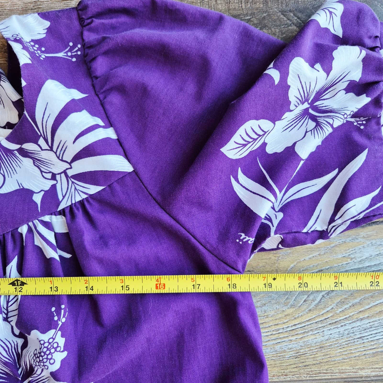 Royal Creations Hawaiian Floral MuuMuu Midi Dress Tiered Purple White Women's S - Thumbnail 12