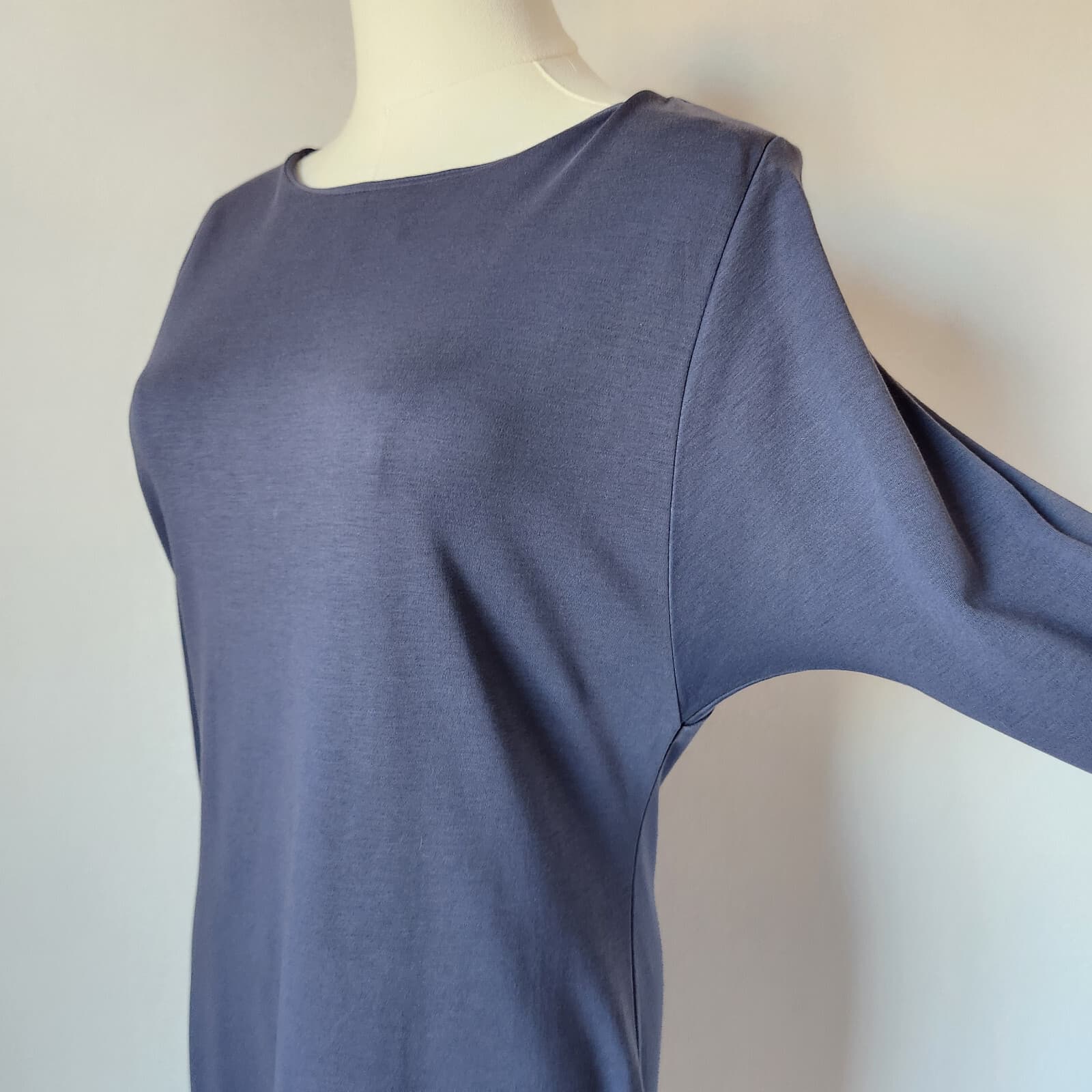 Peruvian Connection Midi Sheath Dress Long Sleeve Knit Pima Cotton Blue Women XS - Thumbnail 3