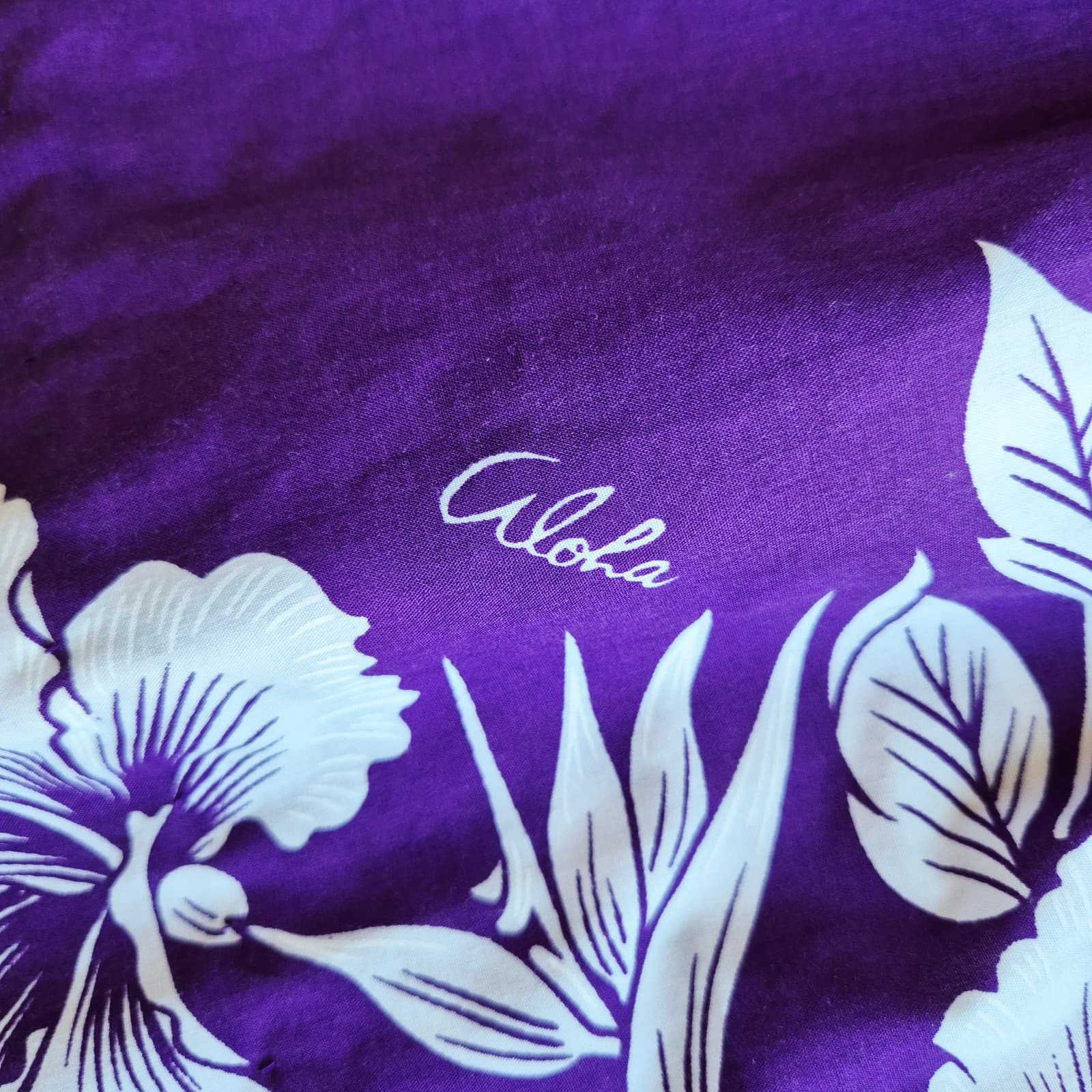 Royal Creations Hawaiian Floral MuuMuu Midi Dress Tiered Purple White Women's S - Thumbnail 8