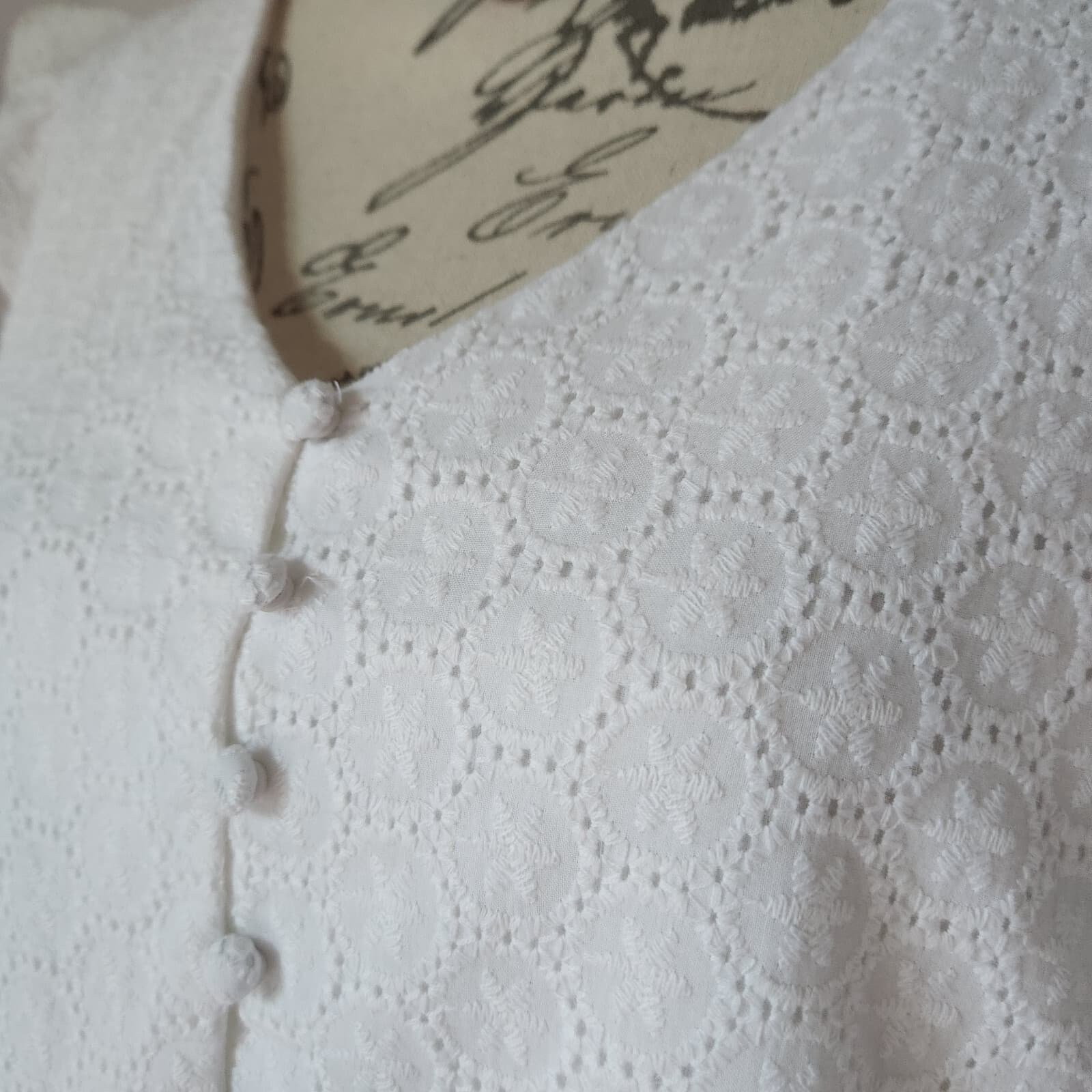NWT Joie Mommy & Me Eyelet Tiered Shift Dress+Headband Cap Sleeve White Women XL - Thumbnail 5