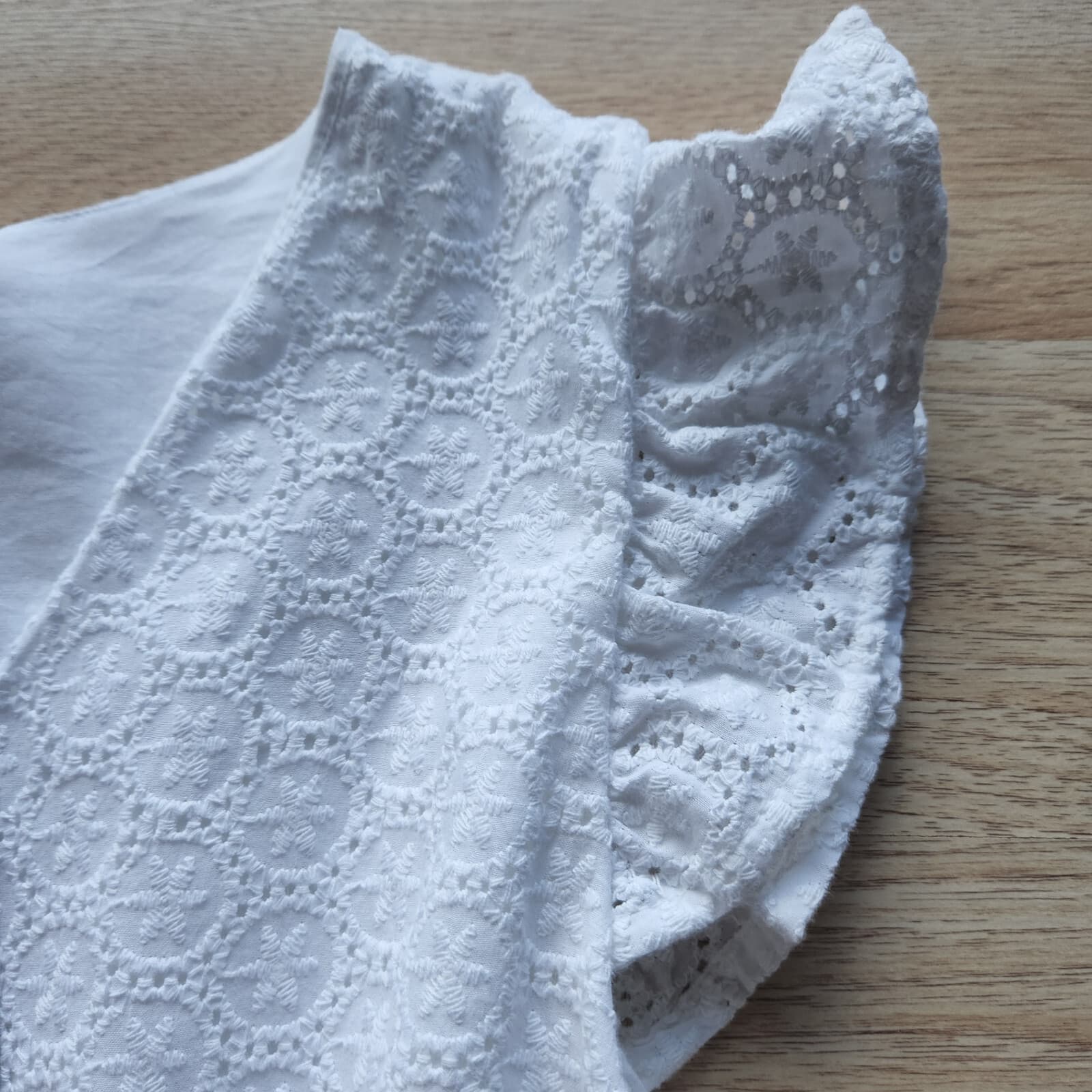 NWT Joie Mommy & Me Eyelet Tiered Shift Dress+Headband Cap Sleeve White Women XL - Thumbnail 7