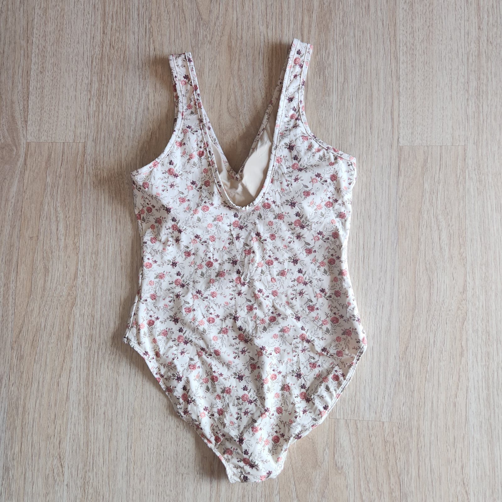 NWoT Mia Joy Joyfolie Floral One Piece Swimsuit High Cut Padded Beige Women's M - Thumbnail 4