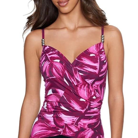 NWT Magicsuit $180 Pink Palmas Louise Underwire One Piece Swimsuit Slimmer Sz.8 - Thumbnail 4