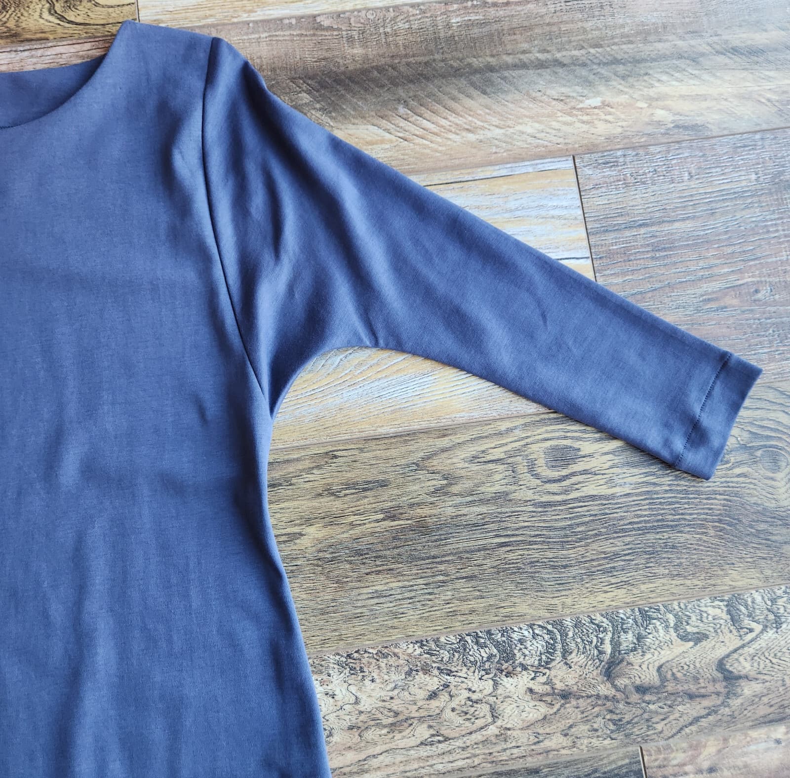 Peruvian Connection Midi Sheath Dress Long Sleeve Knit Pima Cotton Blue Women XS - Thumbnail 8