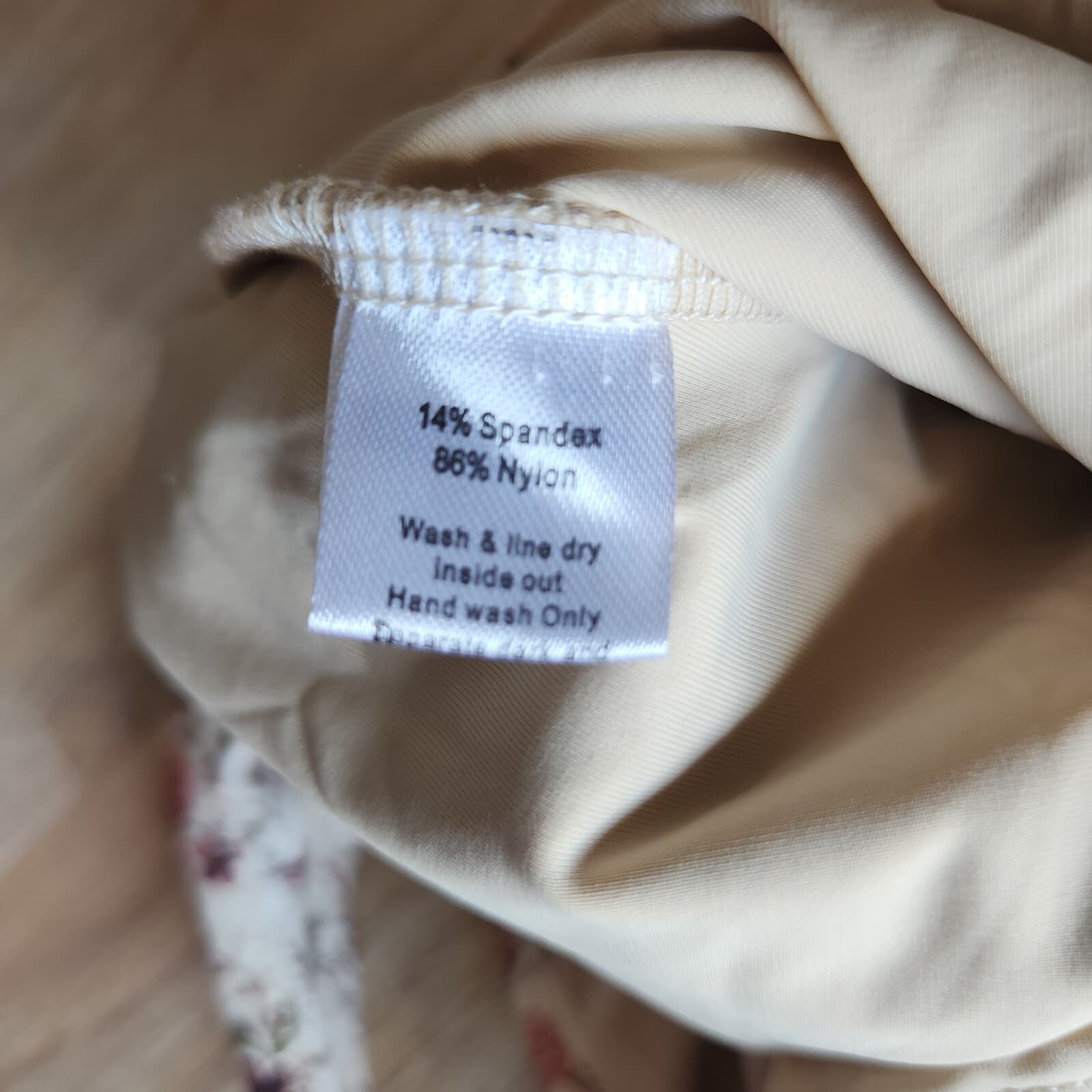 NWoT Mia Joy Joyfolie Floral One Piece Swimsuit High Cut Padded Beige Women's M - Thumbnail 7