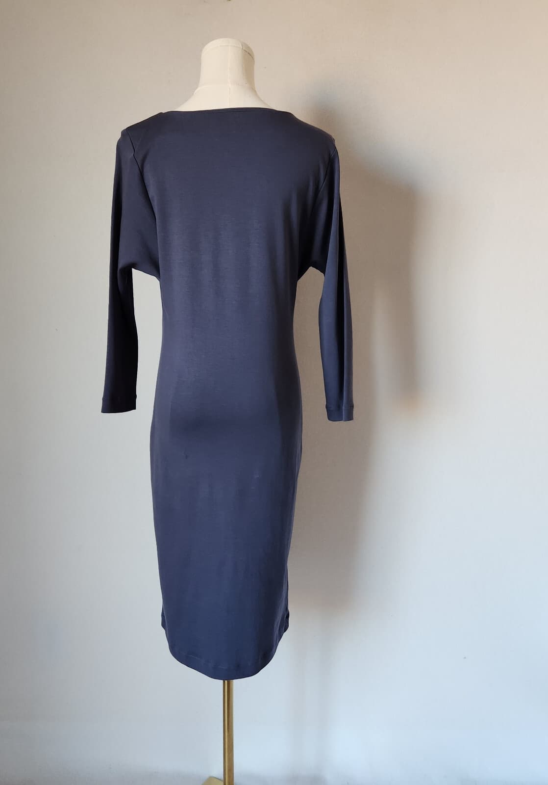 Peruvian Connection Midi Sheath Dress Long Sleeve Knit Pima Cotton Blue Women XS - Thumbnail 5