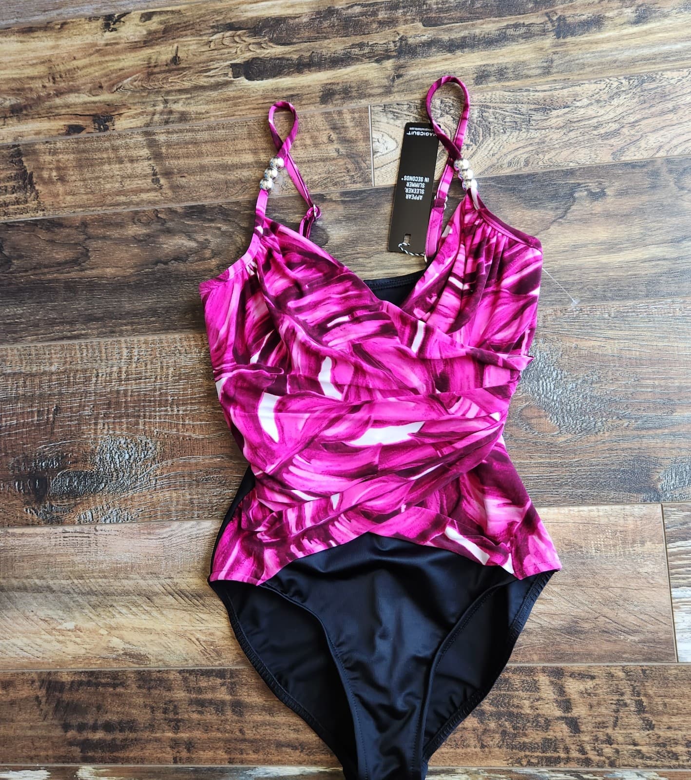 NWT Magicsuit $180 Pink Palmas Louise Underwire One Piece Swimsuit Slimmer Sz.8 - Thumbnail 8