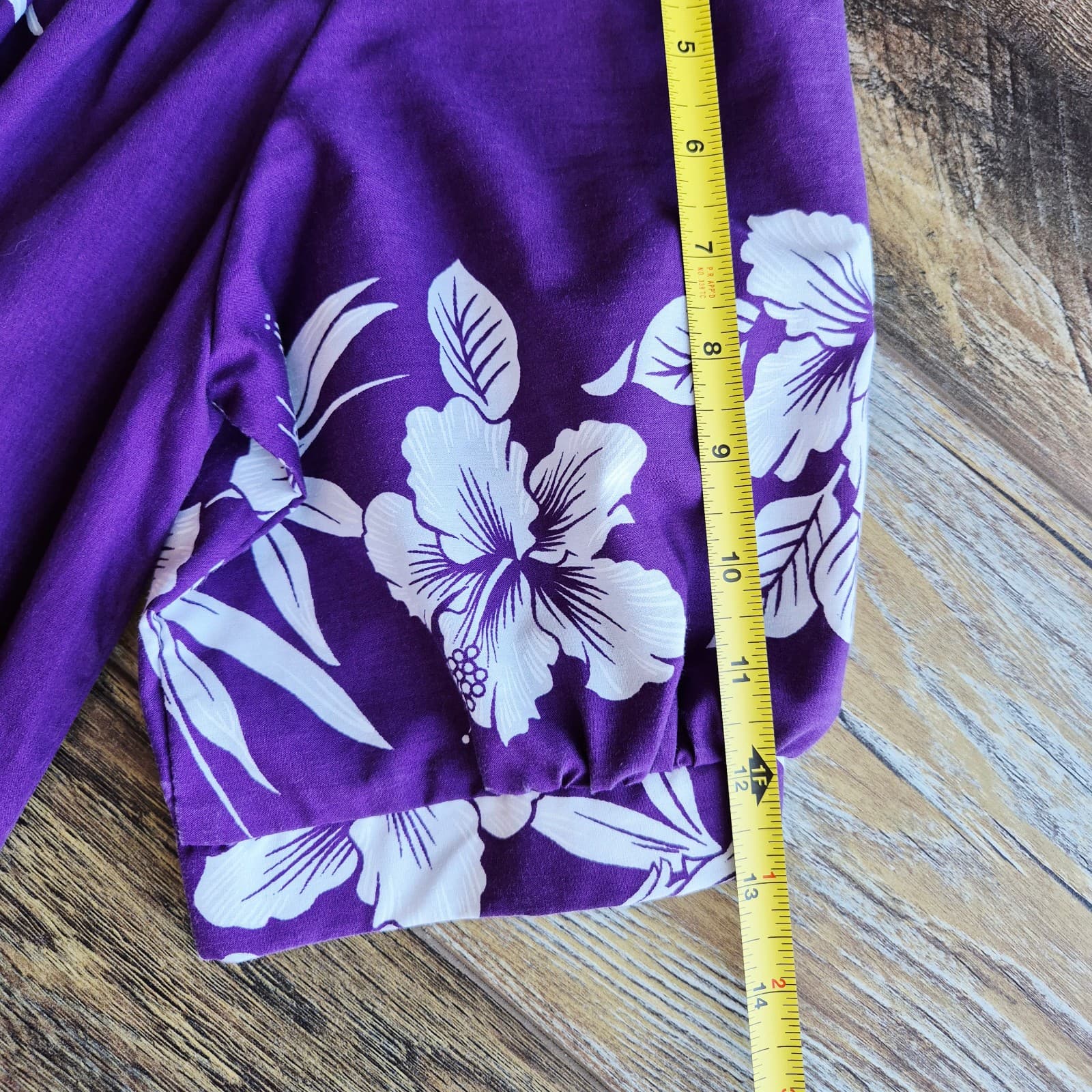 Royal Creations Hawaiian Floral MuuMuu Midi Dress Tiered Purple White Women's S - Thumbnail 11