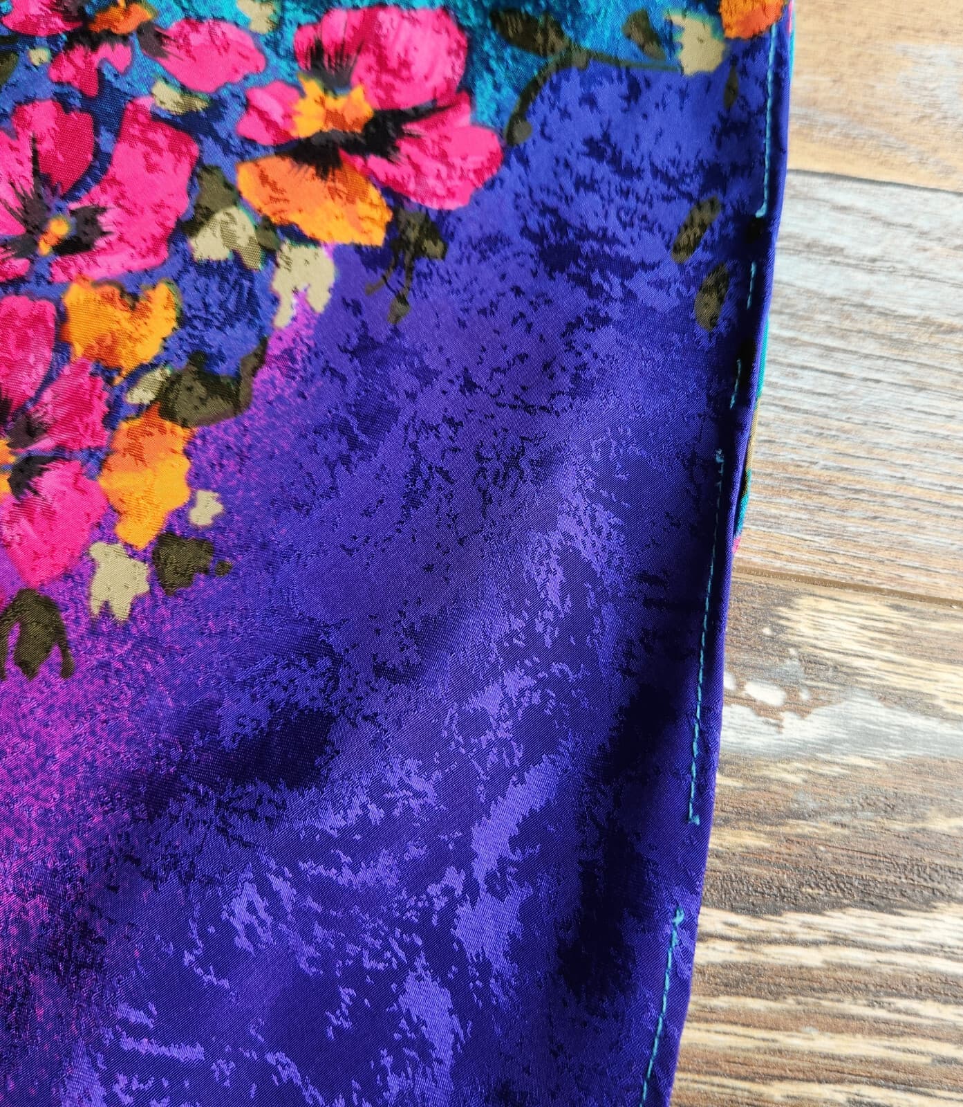 Vintage Y2K Circa 2000 USA Floral Satin Maxi Slip Dress Straps Multicolor Sz.M - Thumbnail 7
