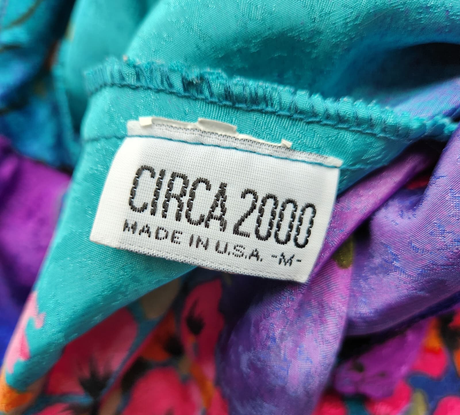 Vintage Y2K Circa 2000 USA Floral Satin Maxi Slip Dress Straps Multicolor Sz.M - Thumbnail 8