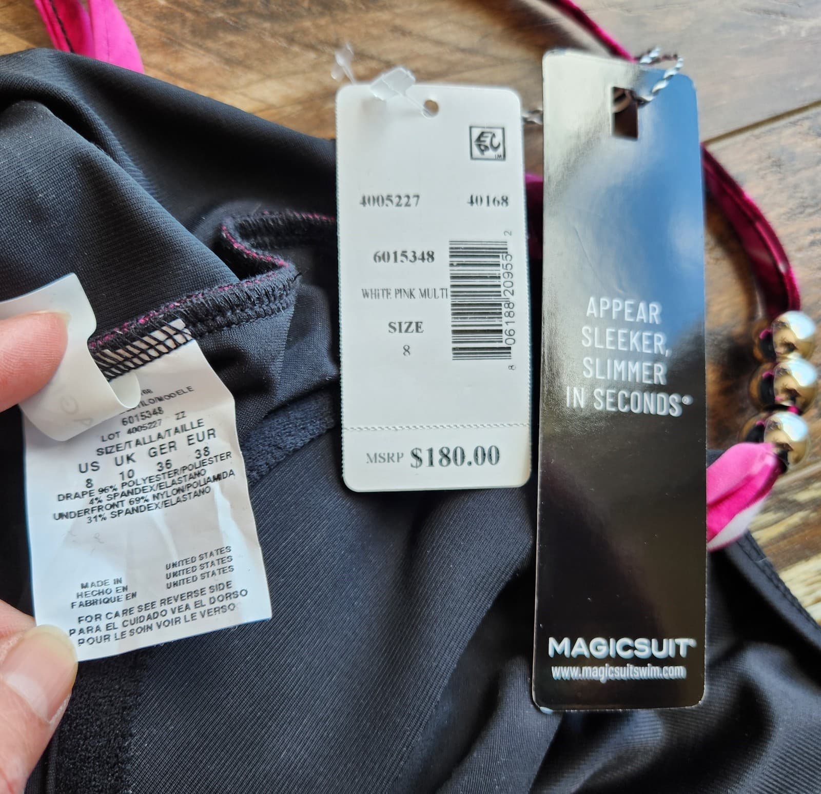 NWT Magicsuit $180 Pink Palmas Louise Underwire One Piece Swimsuit Slimmer Sz.8 - Thumbnail 11