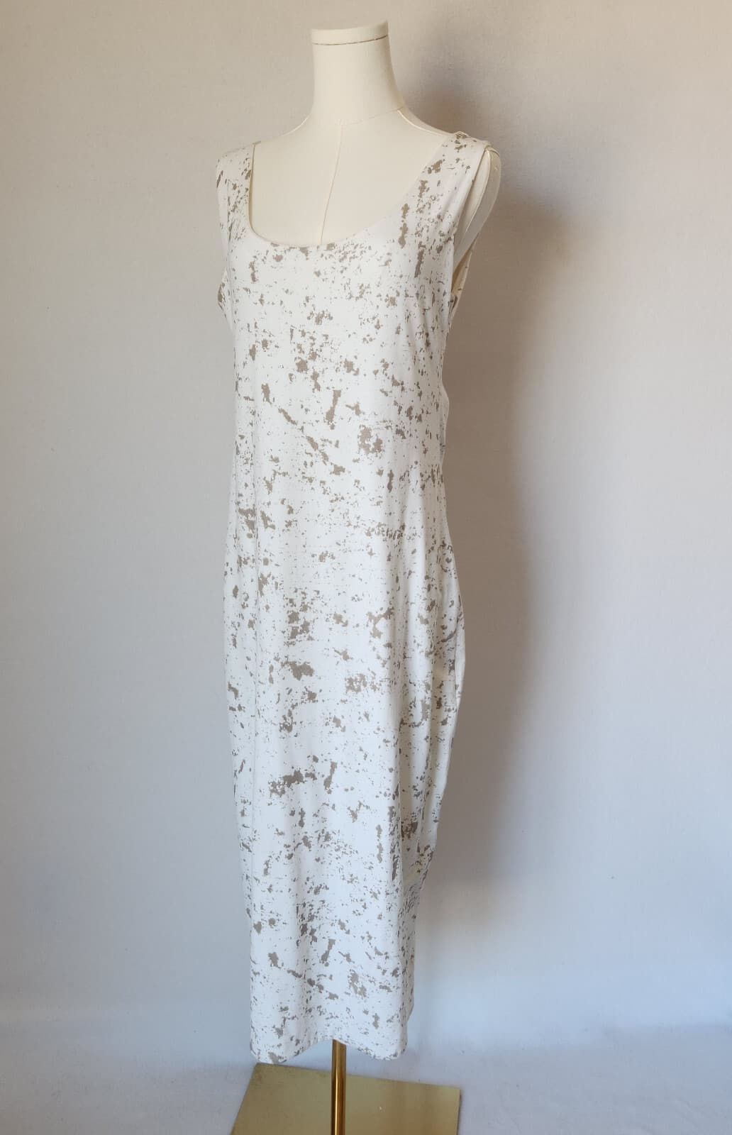 Matthildur Icelandic Design Midi Tank-Dress Fully-Lined Scoopneck White Grey L - Thumbnail 2