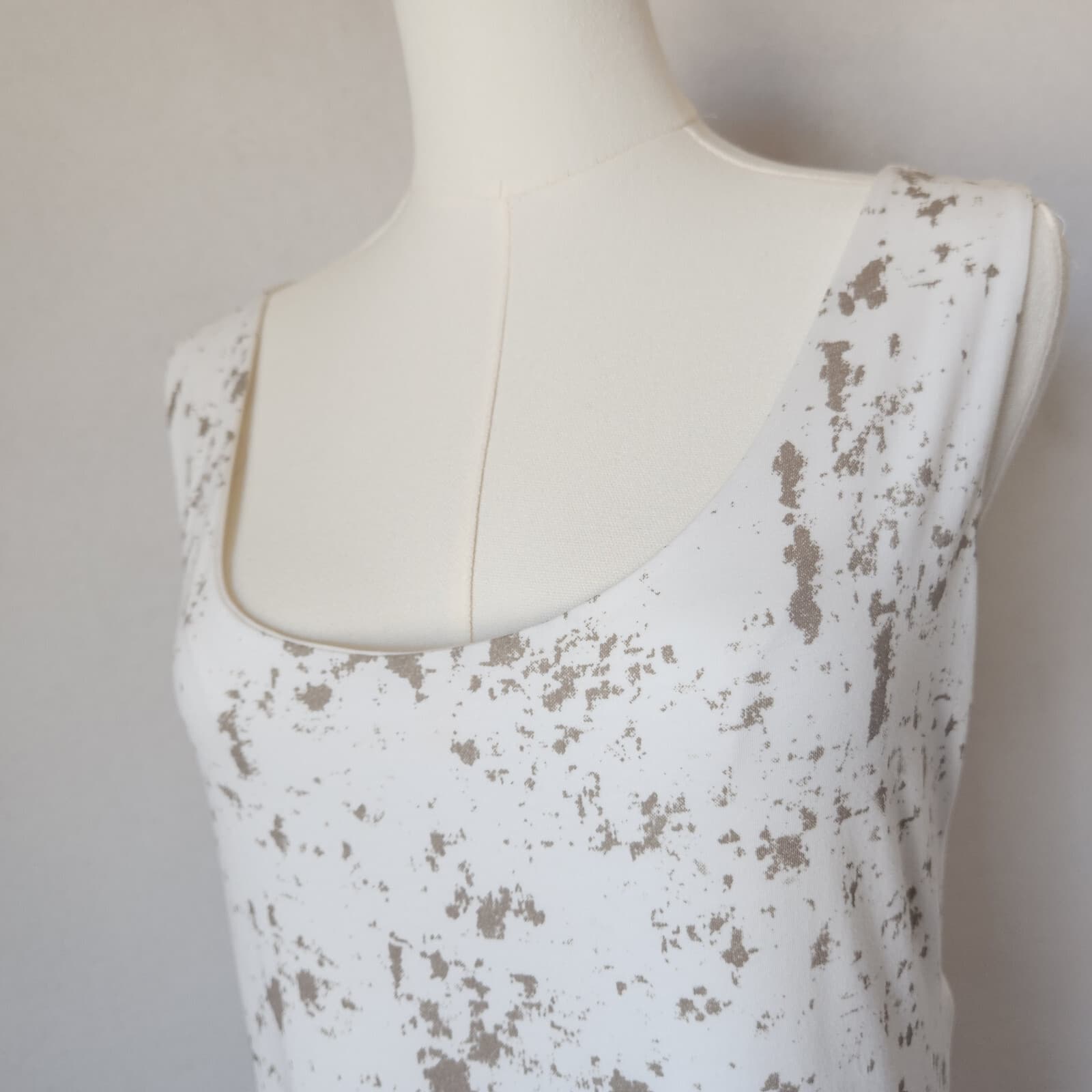 Matthildur Icelandic Design Midi Tank-Dress Fully-Lined Scoopneck White Grey L - Thumbnail 5