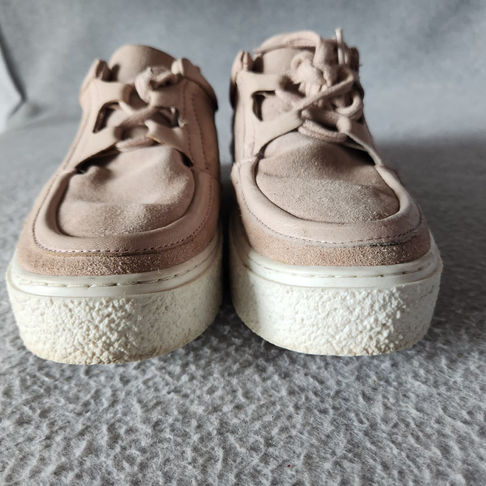 SEY by Seychelles Leather Suede Platform Sneaker Lace Up Beige Women's US7.5 - Thumbnail 8