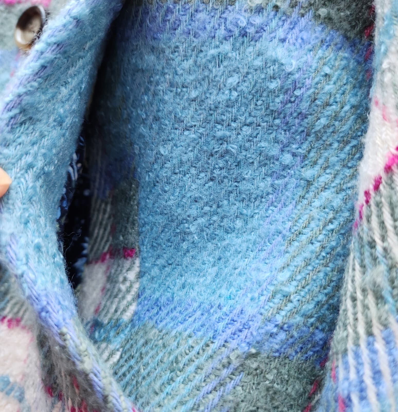 Sundance Basilica Atomic Fleck Plaid Double Breast Coat Wool Blend Blue Bust 48" - Thumbnail 8