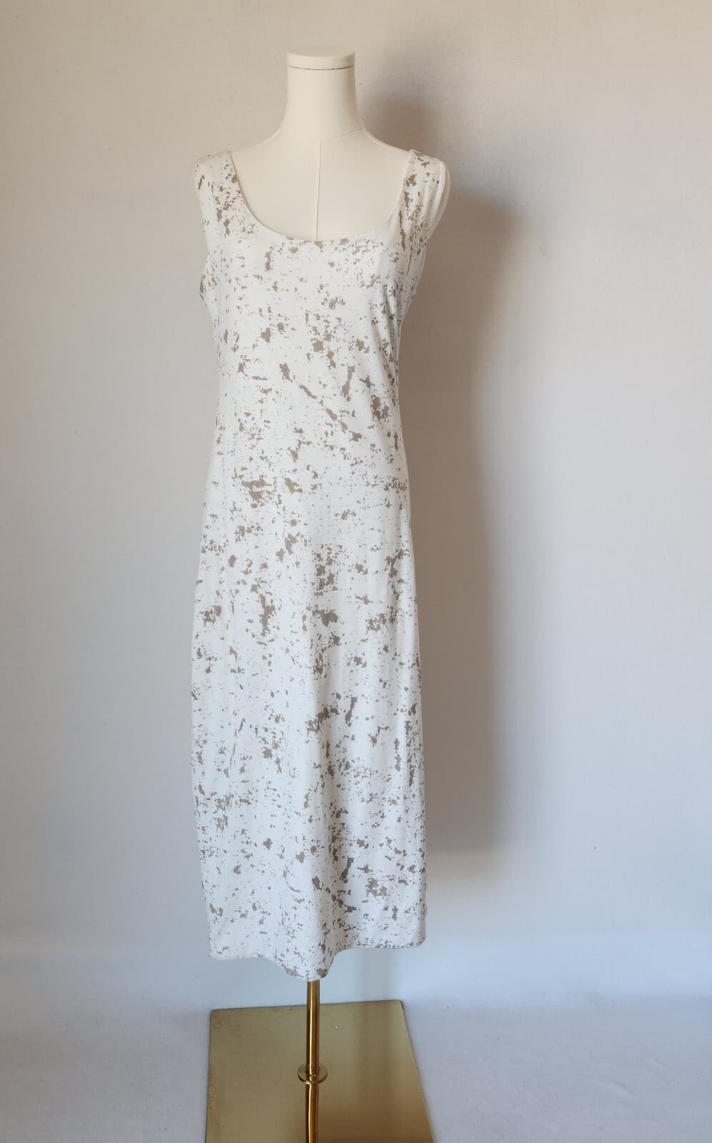 Matthildur Icelandic Design Midi Tank-Dress Fully-Lined Scoopneck White Grey L - Thumbnail 4