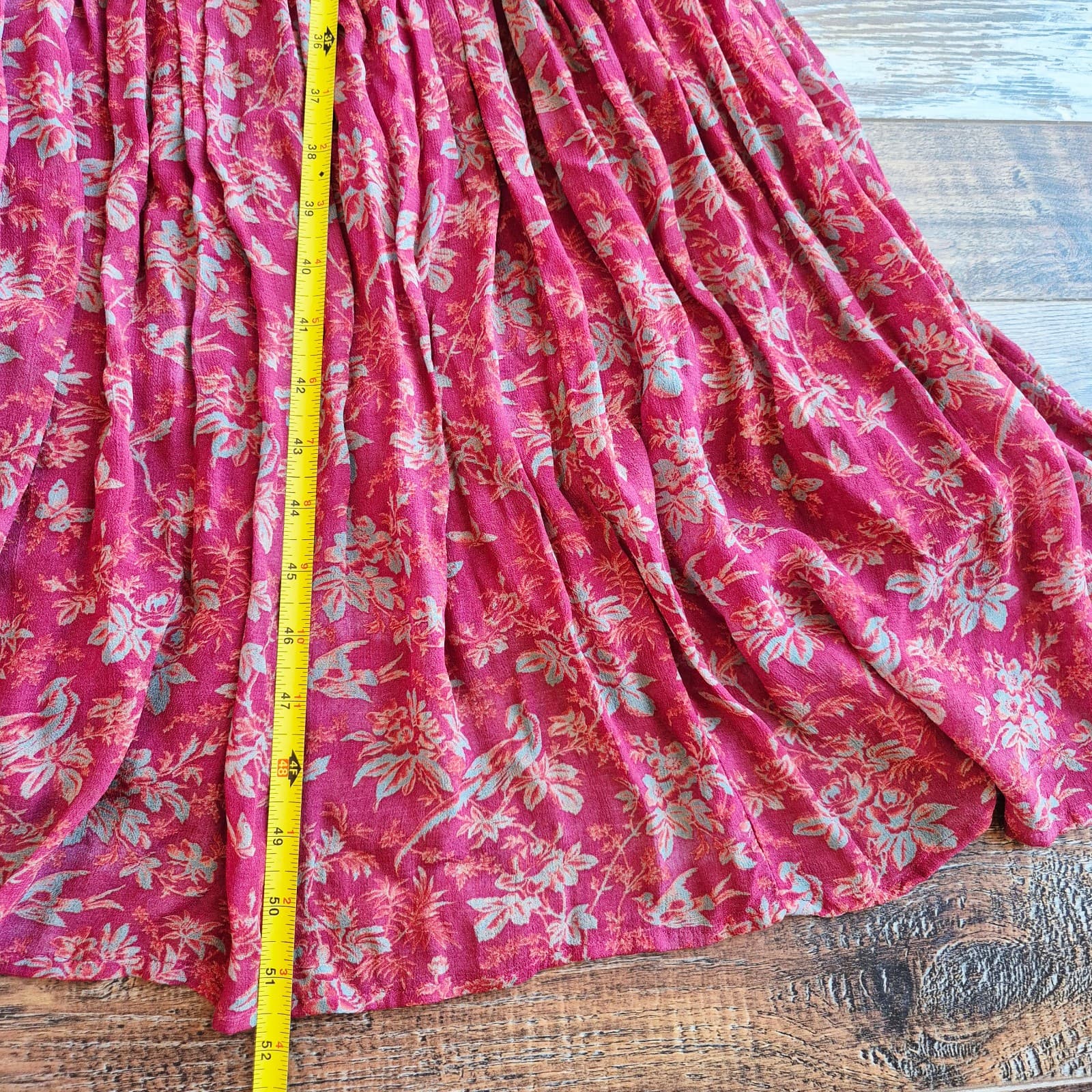 Sundance Harvest Floral Tiered Maxi Dress Ruffle Cap Sleeve Chiffon Red Womens 6 - Thumbnail 17