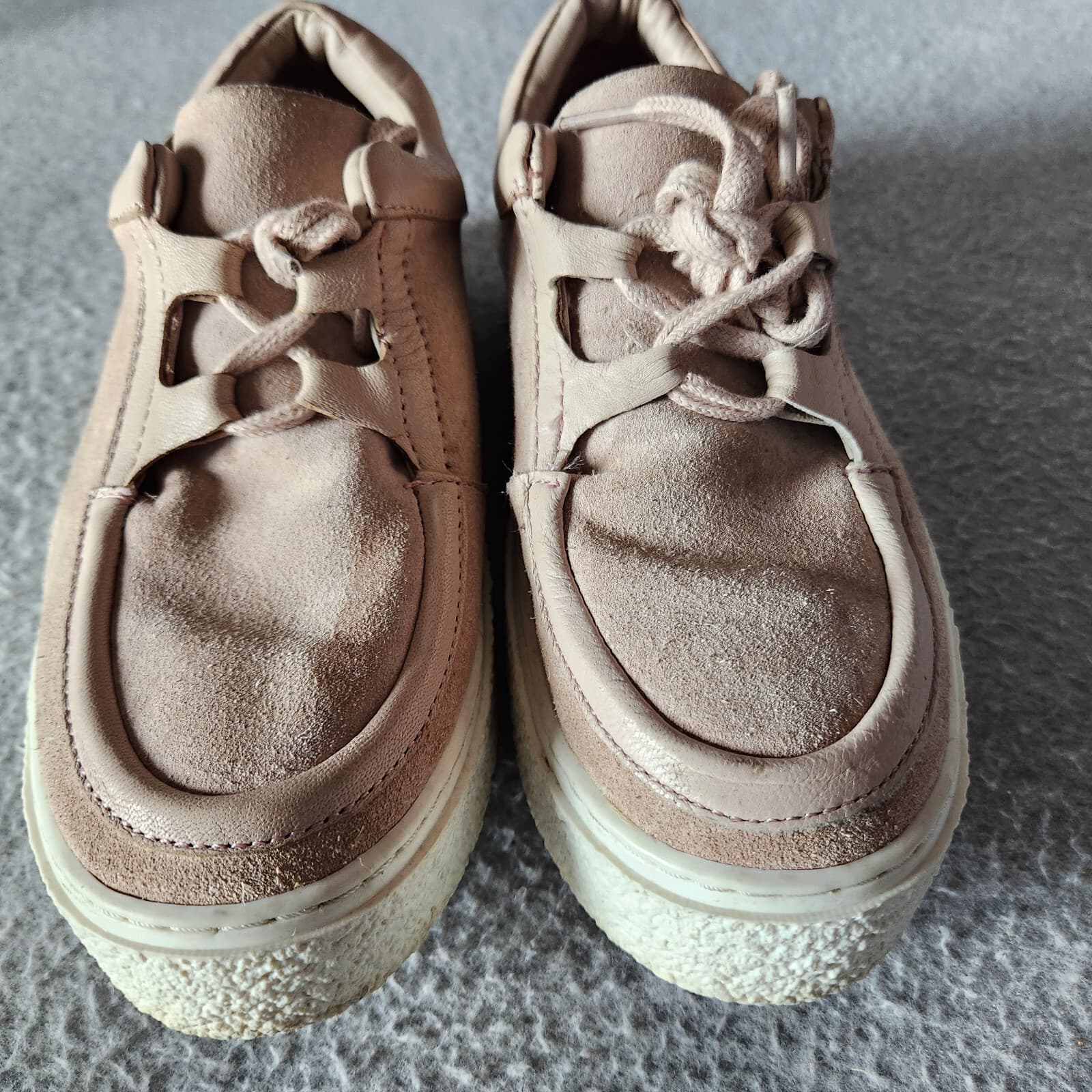 SEY by Seychelles Leather Suede Platform Sneaker Lace Up Beige Women's US7.5 - Thumbnail 9