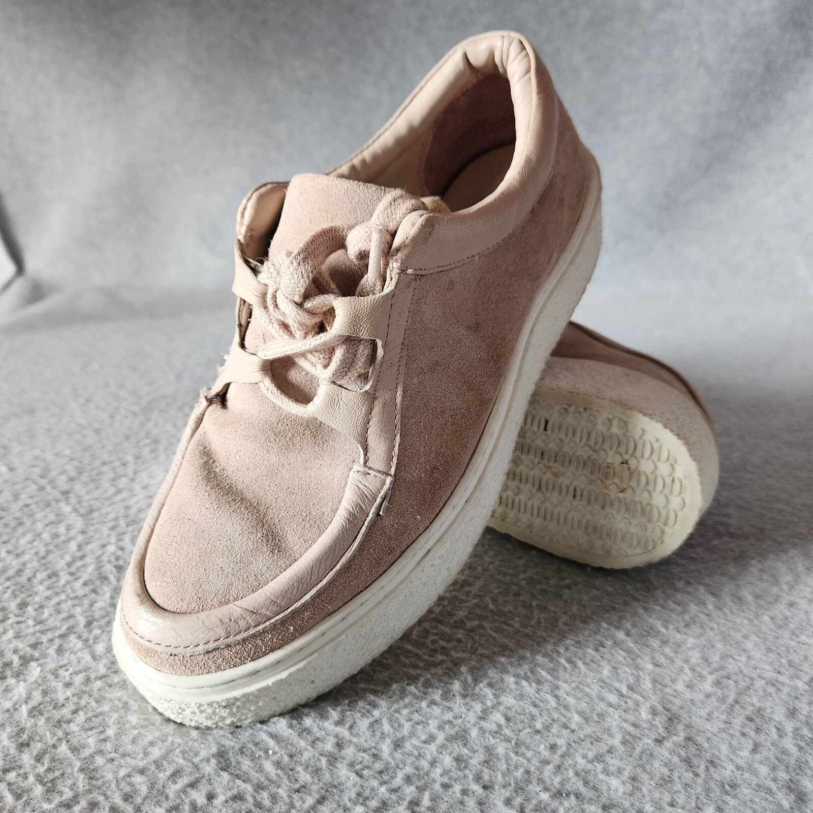 SEY by Seychelles Leather Suede Platform Sneaker Lace Up Beige Women's US7.5 - Thumbnail 3