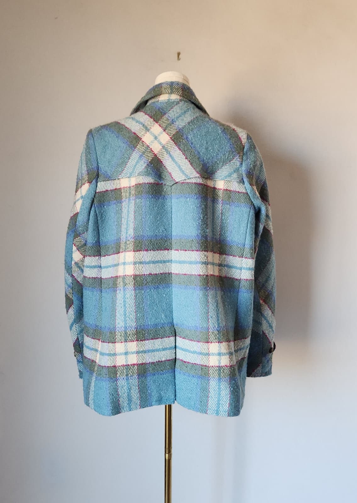 Sundance Basilica Atomic Fleck Plaid Double Breast Coat Wool Blend Blue Bust 48" - Thumbnail 9