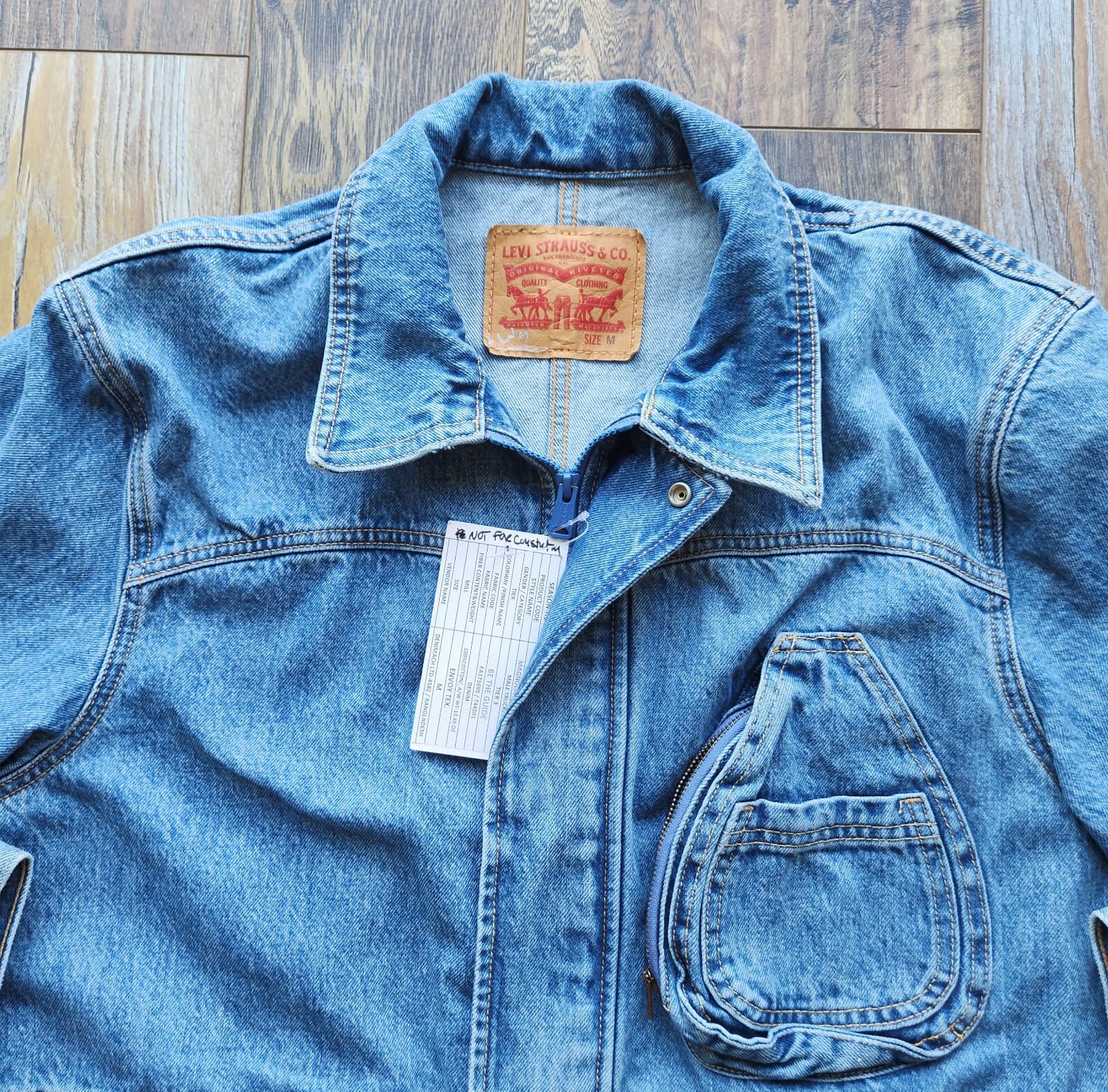NWT Levi's "Not For Resale" Magnolia Field Trucker Denim Jacket Zip Snap Men's M - Thumbnail 4