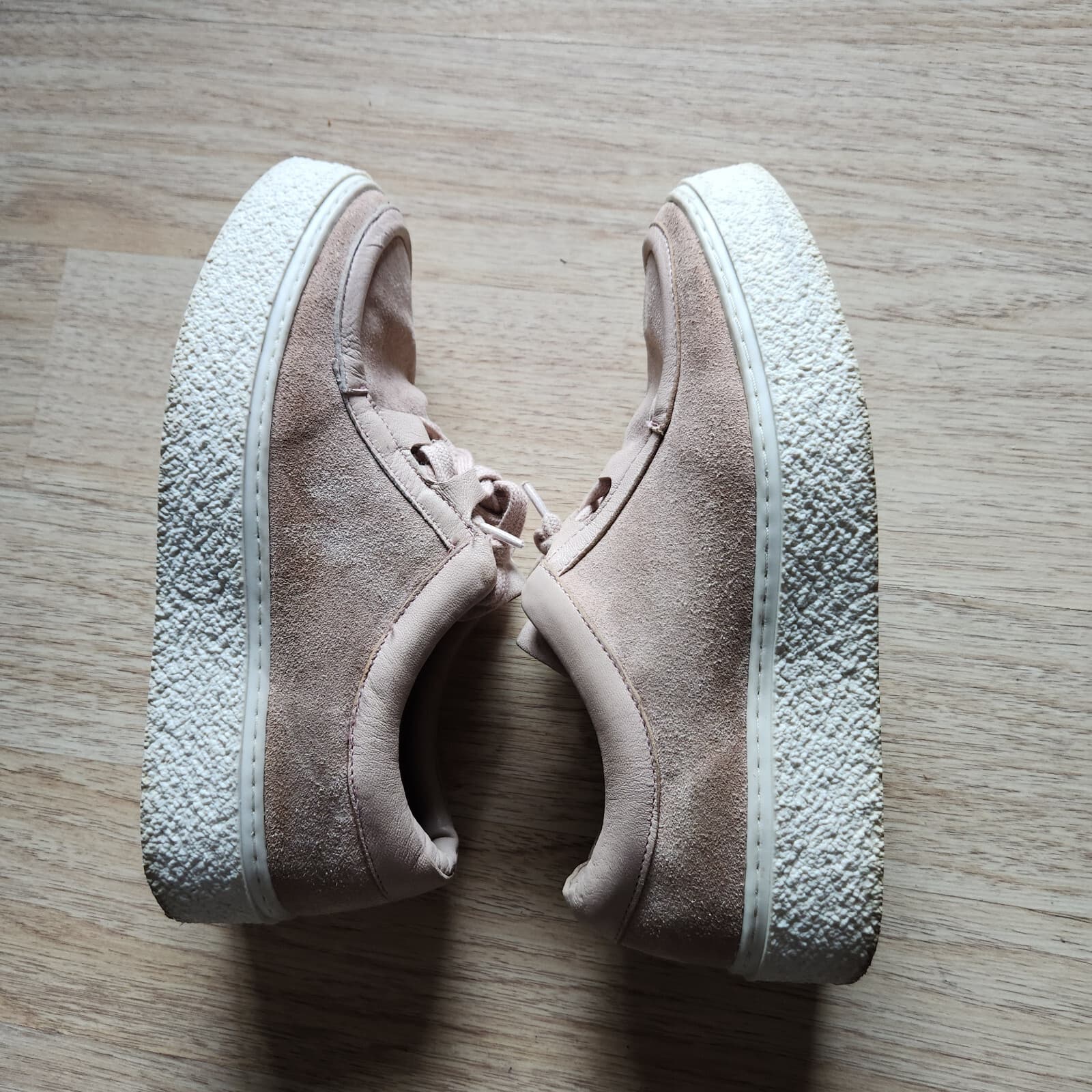 SEY by Seychelles Leather Suede Platform Sneaker Lace Up Beige Women's US7.5 - Thumbnail 4