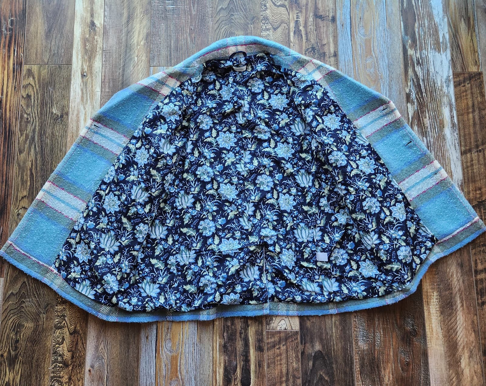 Sundance Basilica Atomic Fleck Plaid Double Breast Coat Wool Blend Blue Bust 48" - Thumbnail 10